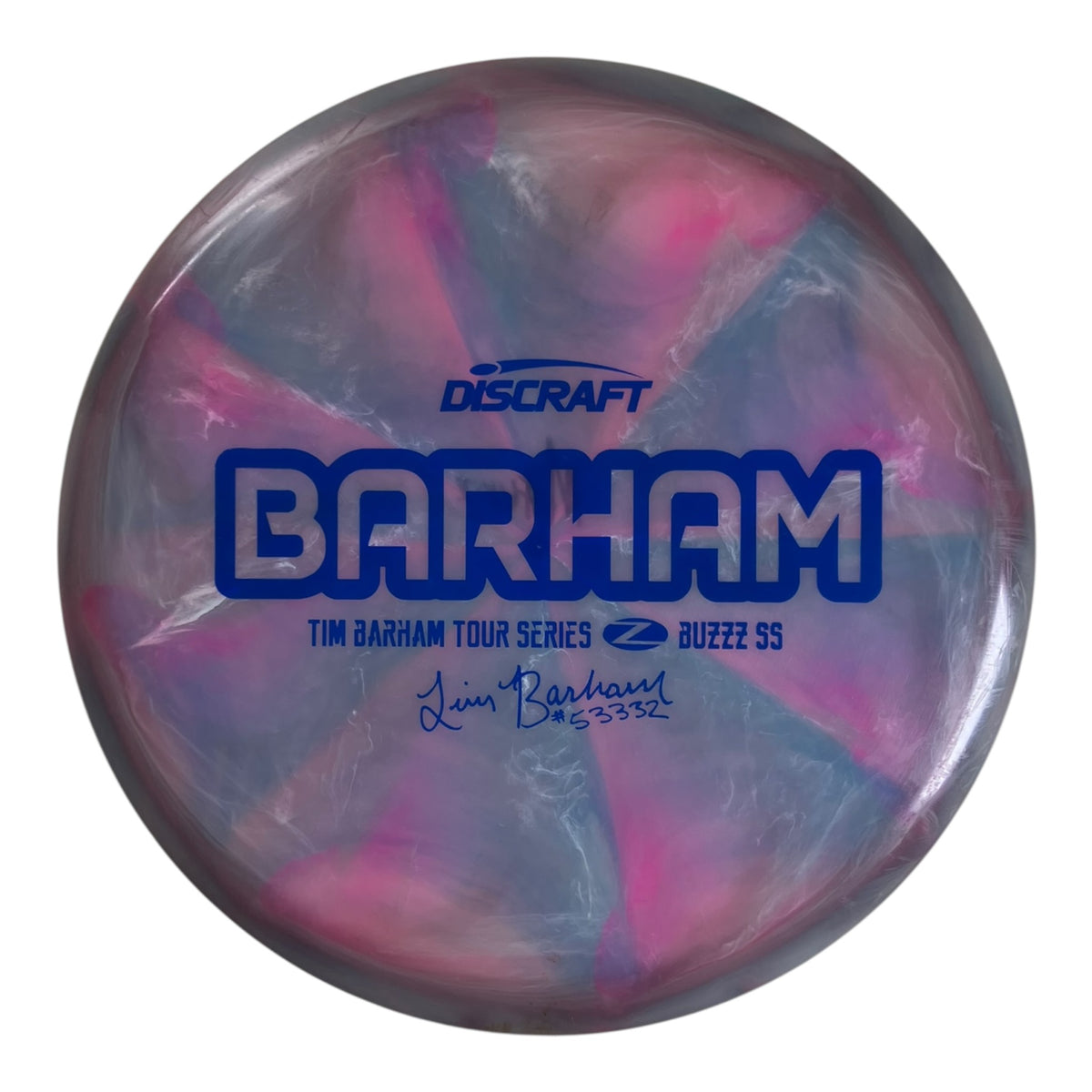 Discraft Buzzz SS - Used Excellent | Z Swirl | Blue/Pink 176g (Tim Barham Tour Series) Disc Golf