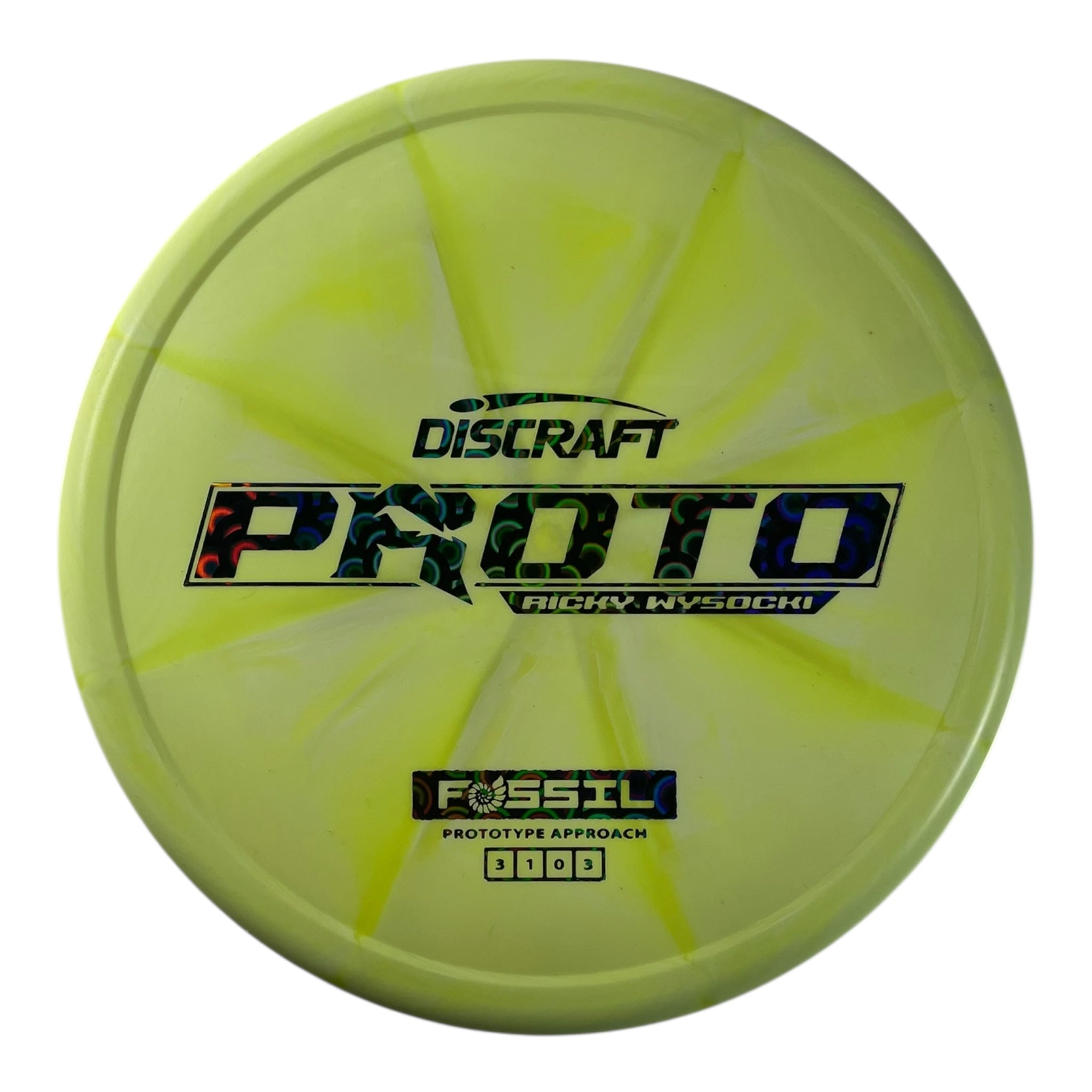 Discraft Fossil | Prototype Putter Blend | Yellow/Black Holo 174g (Ricky Wysocki) Disc Golf