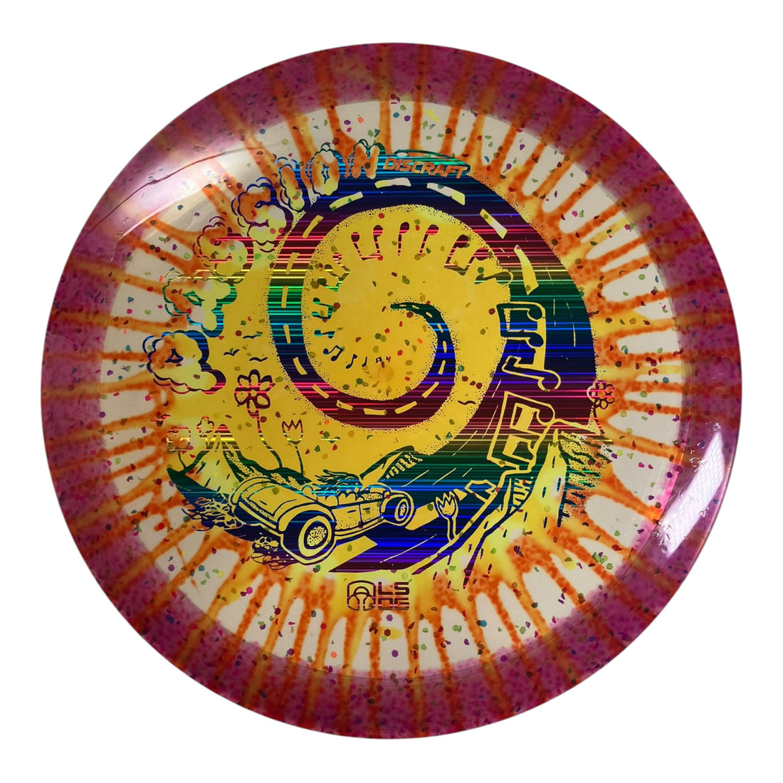 Discraft Passion | Fly Dye Confetti | Pink/Rainbow 174g (Ledgestone Finale) Disc Golf