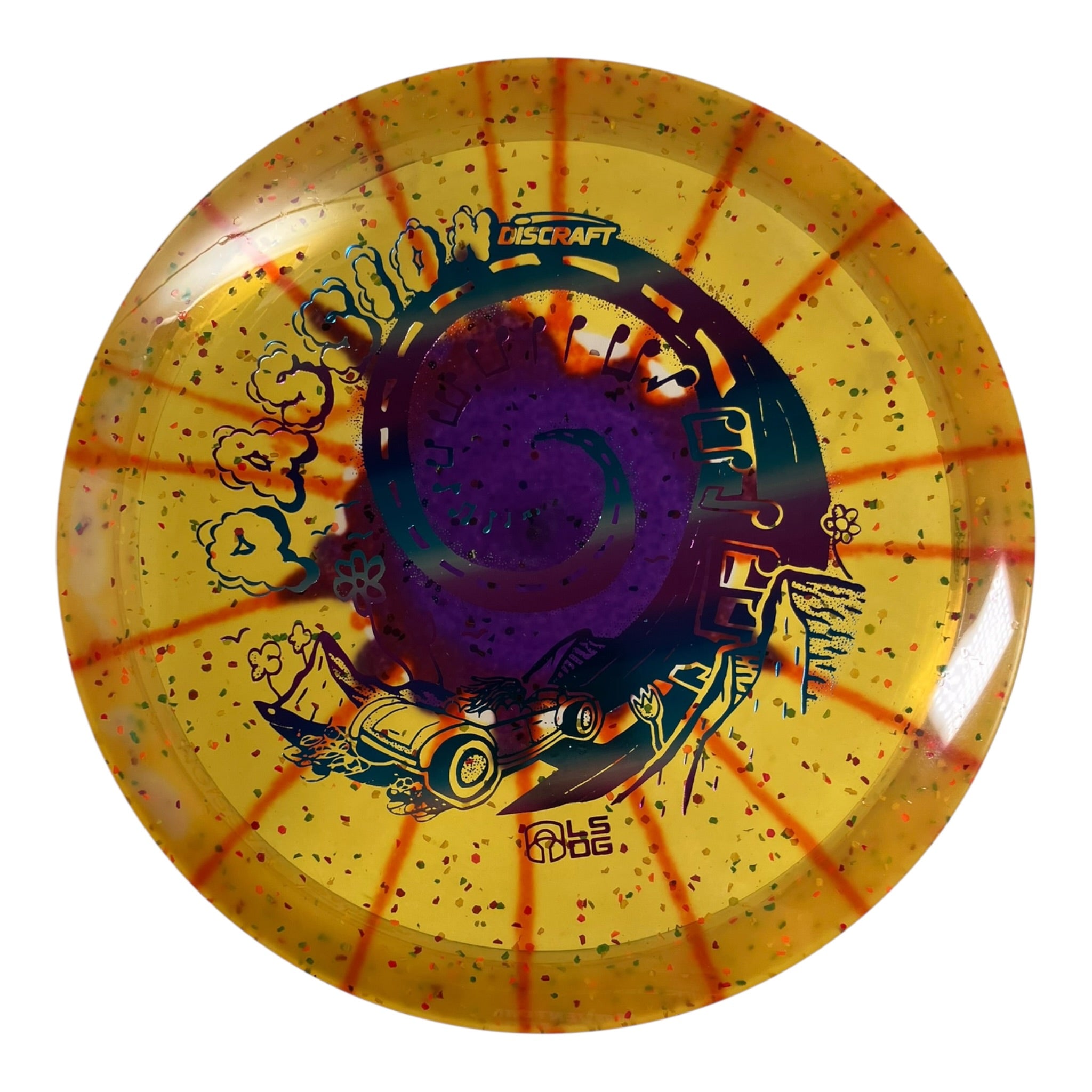 Discraft Passion | Fly Dye Confetti | Yellow/Pink/Sunset 174g (Ledgestone Finale) Disc Golf