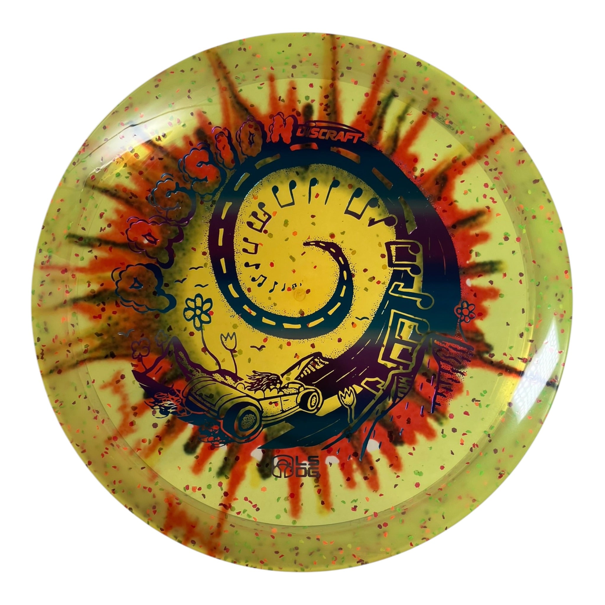 Discraft Passion | Fly Dye Confetti | Yellow/Sunset 175g (Ledgestone Finale) Disc Golf