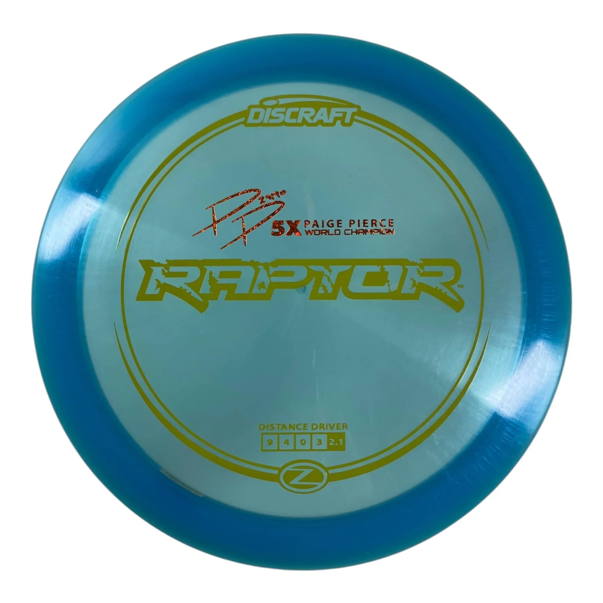 Discraft Raptor | Z Line | Blue/Yellow 173g (Paige Pierce) Disc Golf