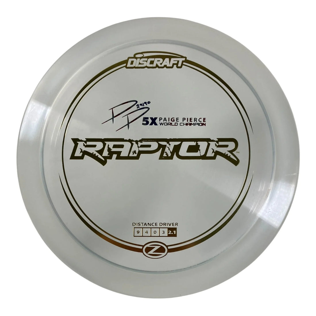 Discraft Raptor | Z Line | White/Gold 170g (Paige Pierce) Disc Golf