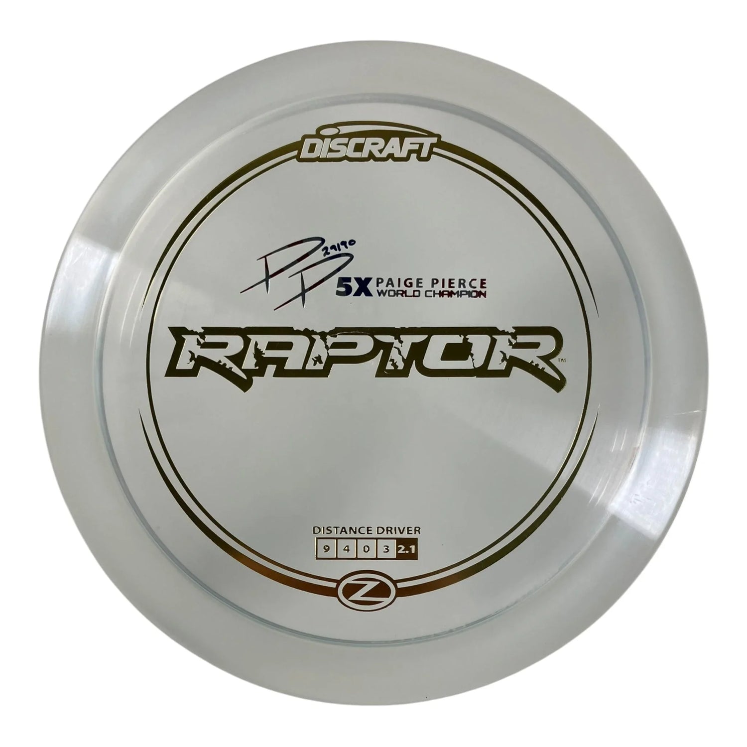 Discraft Raptor | Z Line | White/Gold 170g (Paige Pierce) Disc Golf