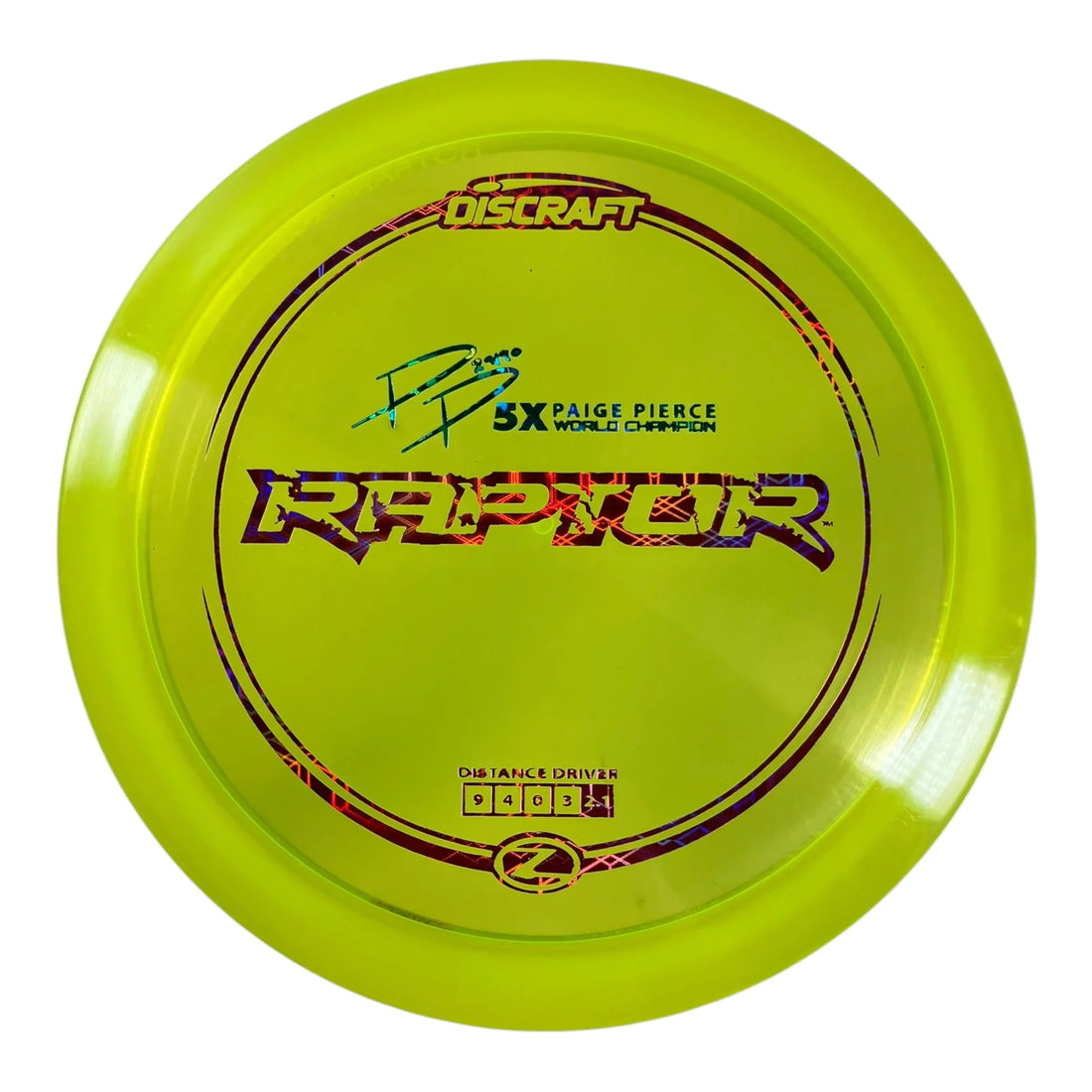 Discraft Raptor | Z Line | Yellow/Pink 173g (Paige Pierce) Disc Golf