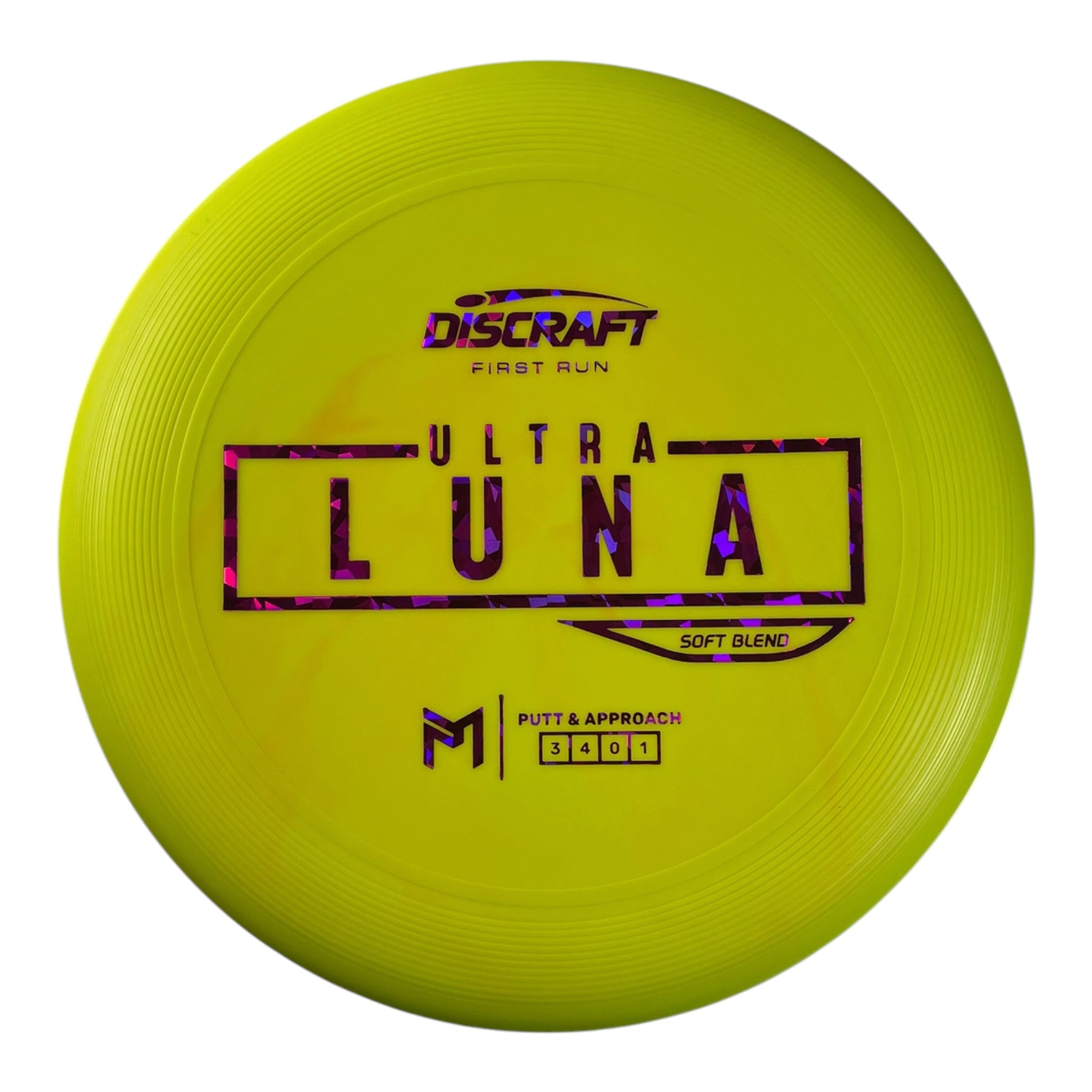 Discraft UltraLuna | Putter Line Soft | Yellow/Pink 173g (First Run) Disc Golf