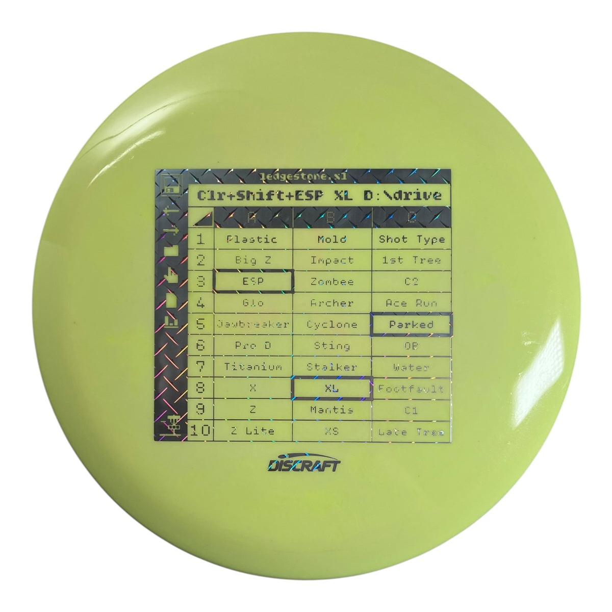 Discraft XL | Colorshift ESP | Yellow/Metal 174g (Ledgestone) Disc Golf
