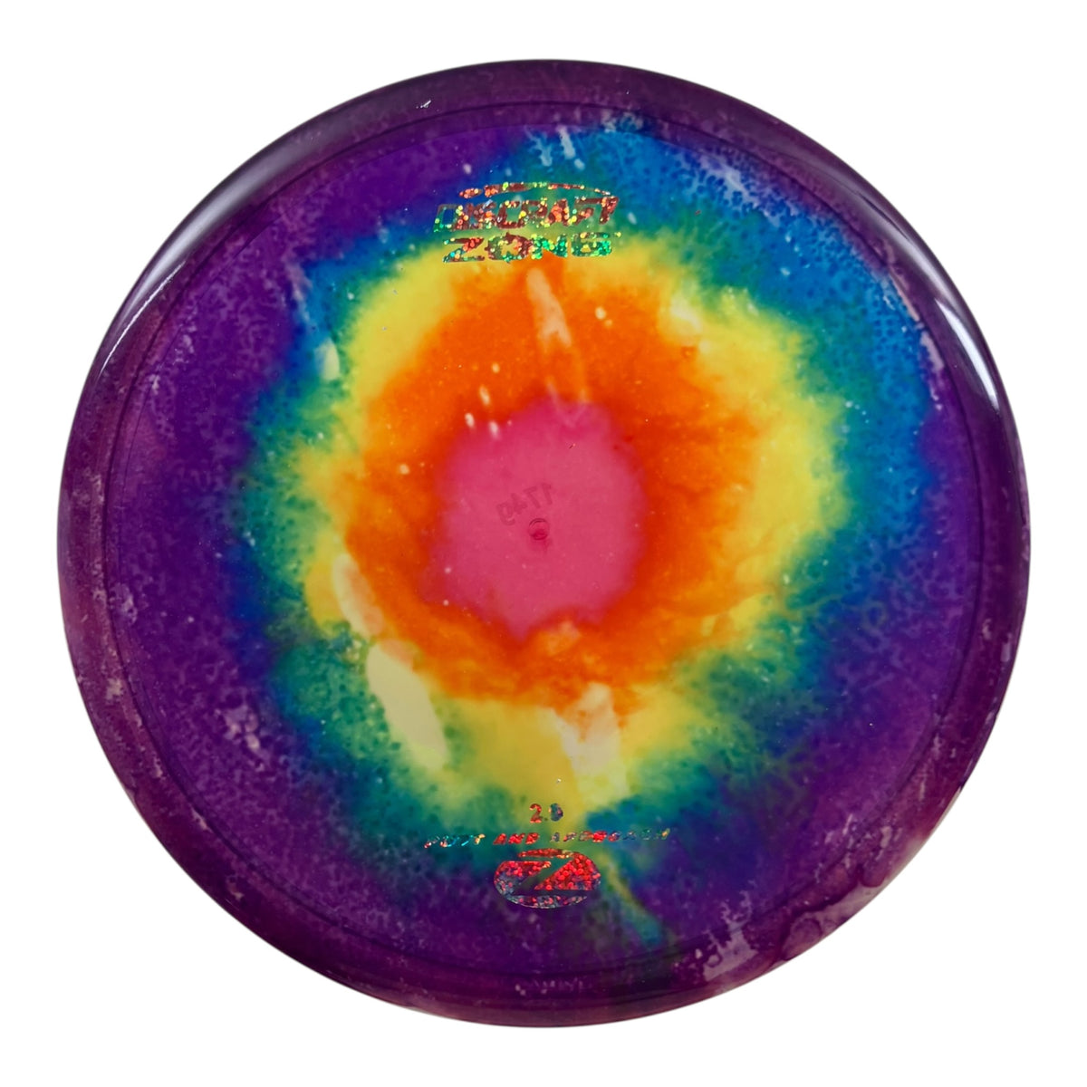 Discraft Zone | Z Line Fly Dye | Purple/Red/Rainbow 174g Disc Golf