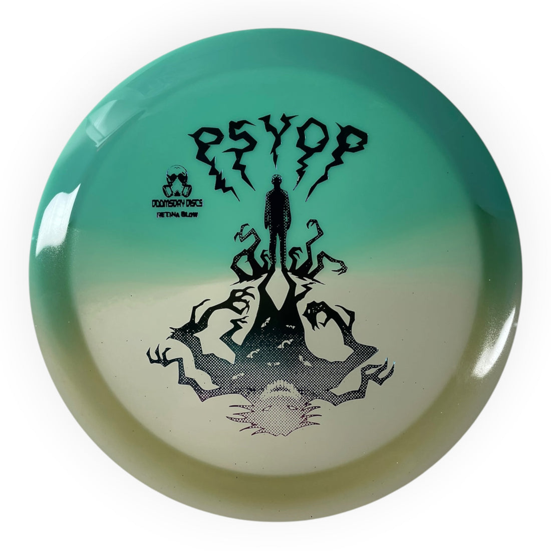 Doomsday Discs Psyop | Retina Glow | Teal/Rainbow 175-175.5g Disc Golf