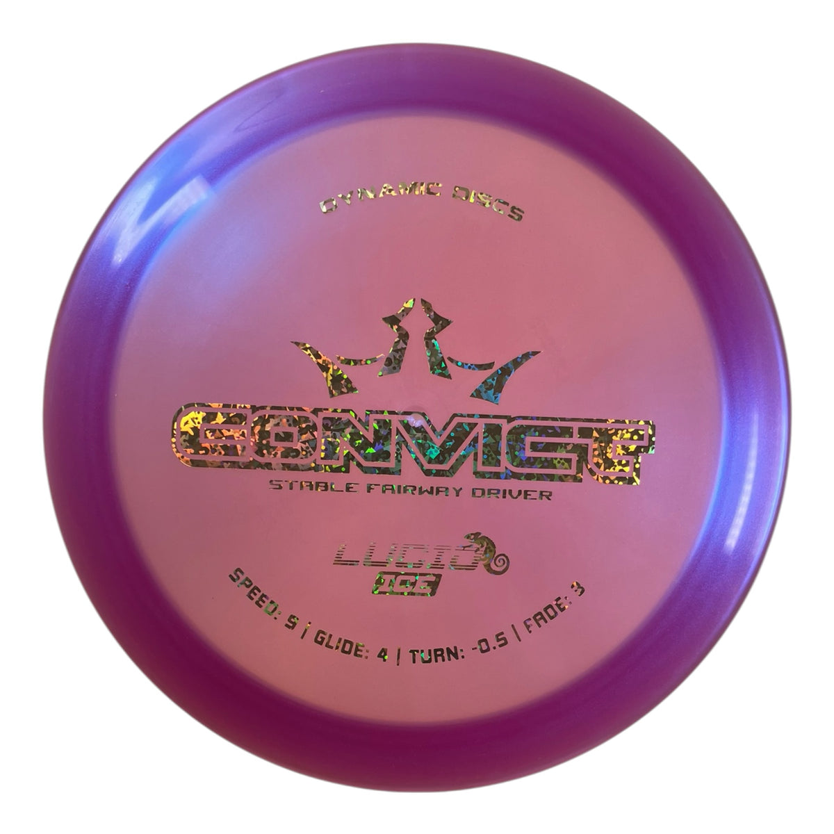 Dynamic Discs Convict | Lucid-Ice Chameleon | Purple/Gold 173g Disc Golf