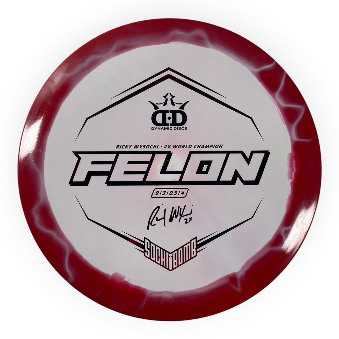 Dynamic Discs Felon | Fuzion Orbit | White/Red 176g (Ricky Wysocki) Disc Golf