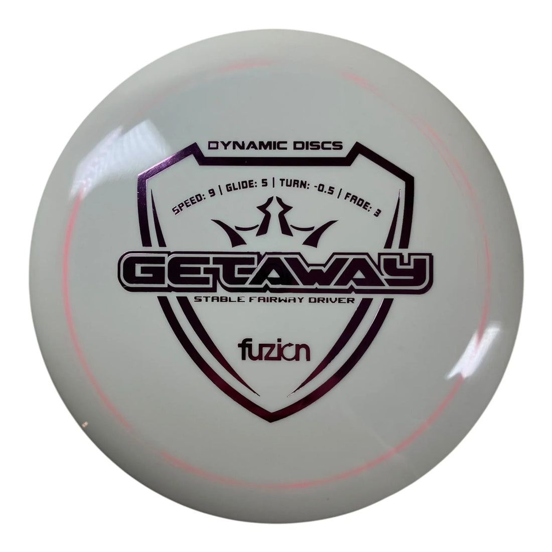 Dynamic Discs Getaway | Fuzion | White/Pink 173g Disc Golf