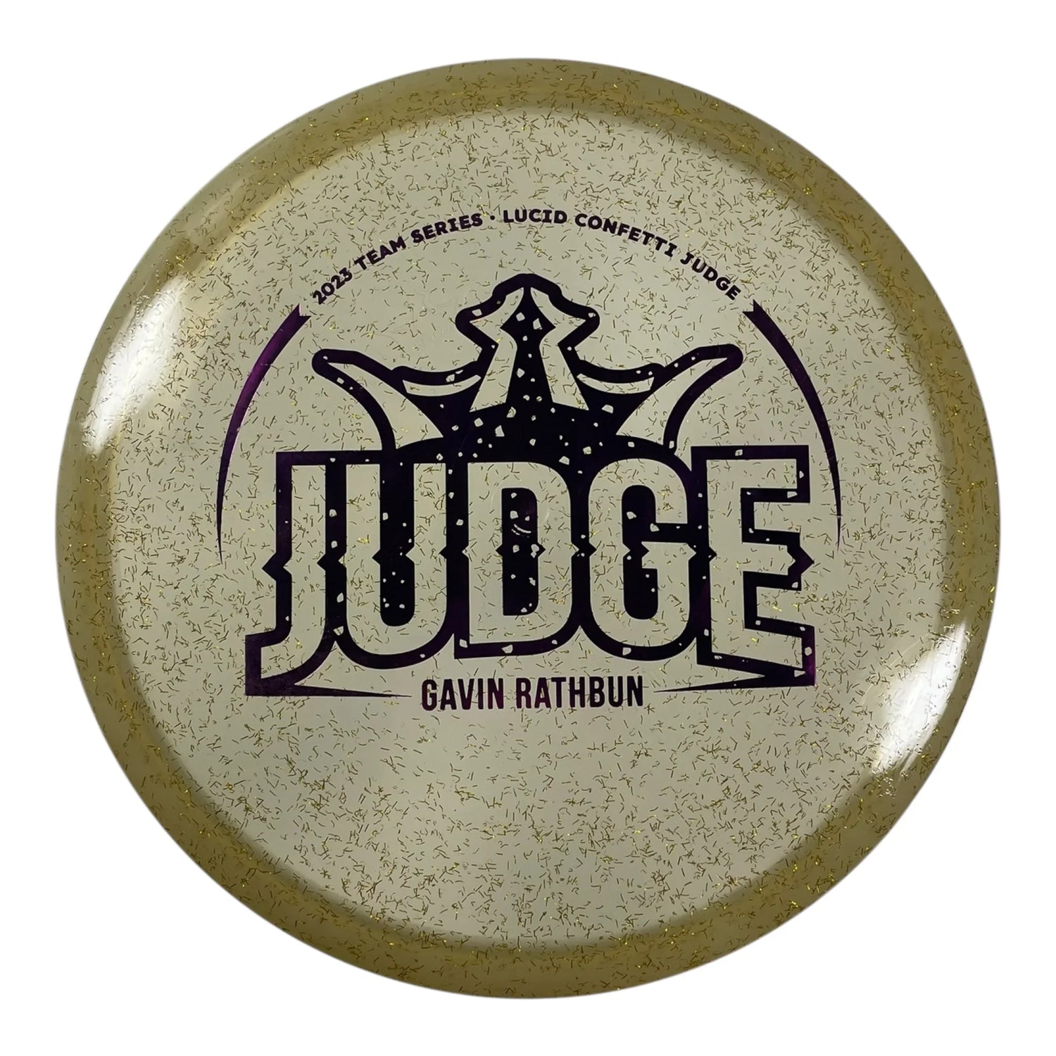 Dynamic Discs Judge | Lucid Confetti | Gold/Purple 176g (Gavin Rathbun) Disc Golf