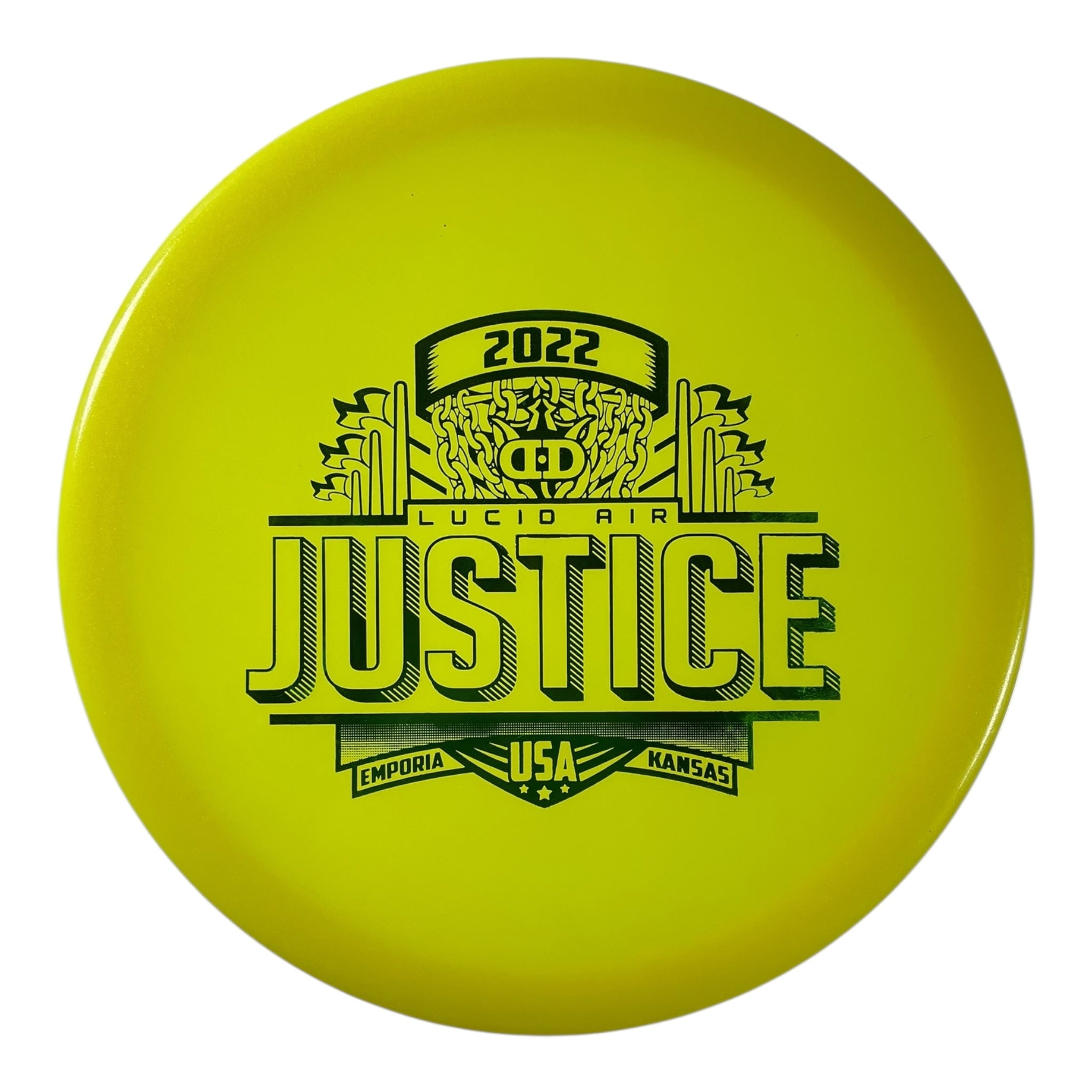 Dynamic Discs Justice | Lucid Air | Yellow/Green 159g (2022 Emporia) Disc Golf