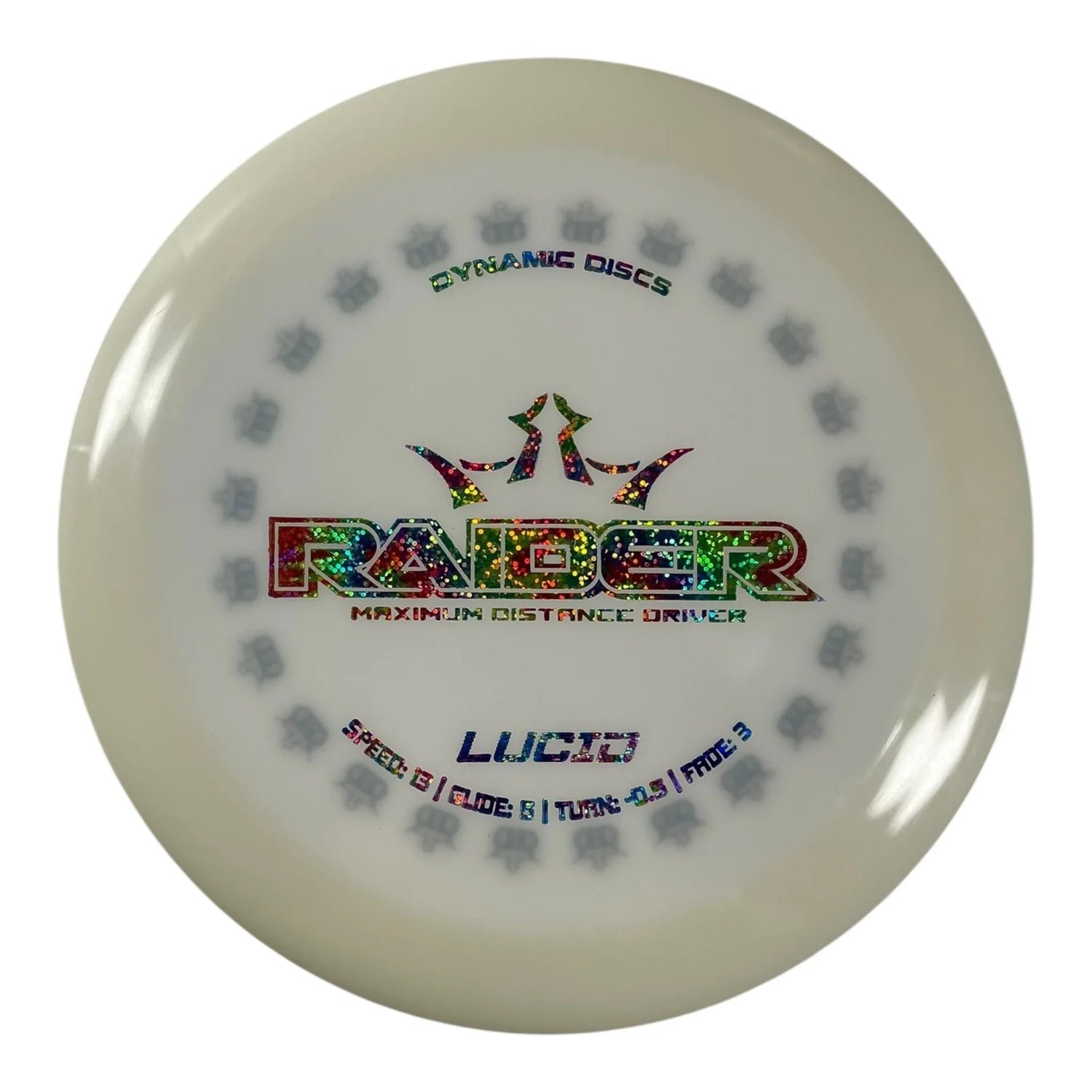 Dynamic Discs Raider | Lucid | White/Party Time 173g (Ring Bottom Stamp) Disc Golf