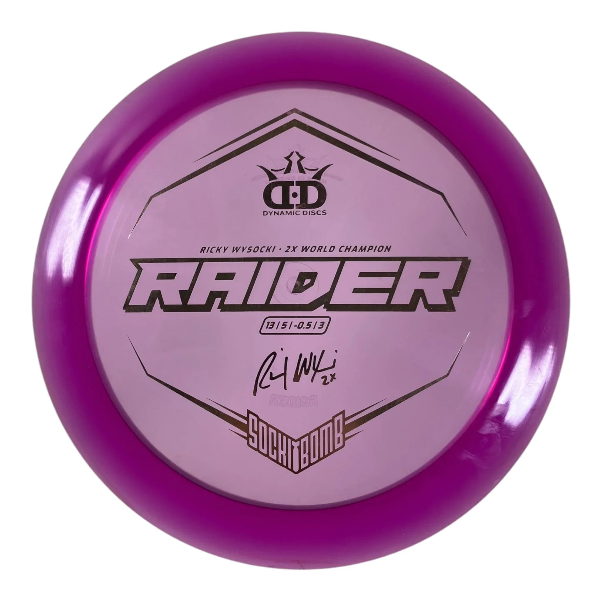 Dynamic Discs Raider - Used Good | Lucid - Ice | Purple/Gold 171g (Ricky Wysocki) Disc Golf