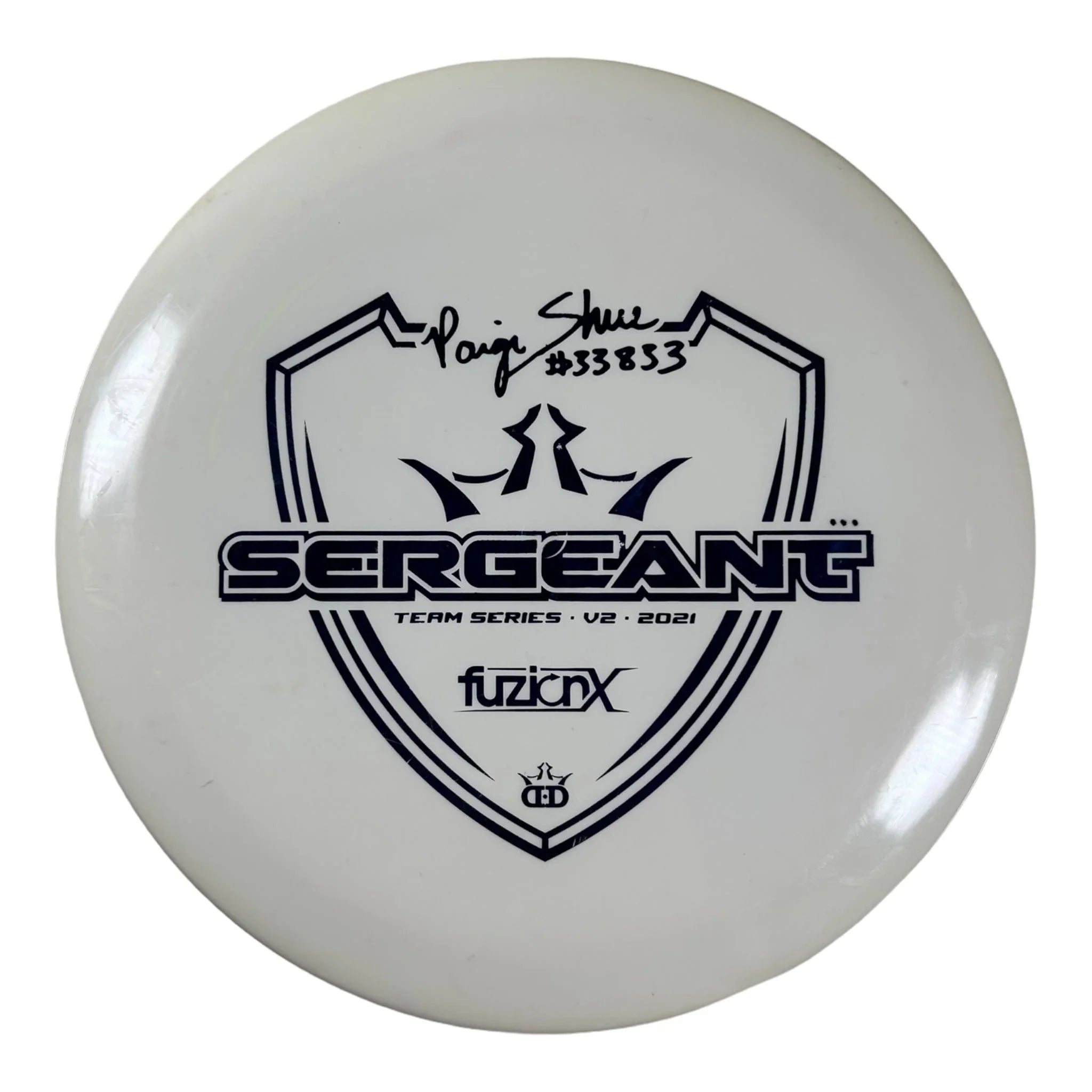 Dynamic Discs Sergeant - Used Good | Fuzion - X | White/Blue 176g (Paige Shue) Disc Golf