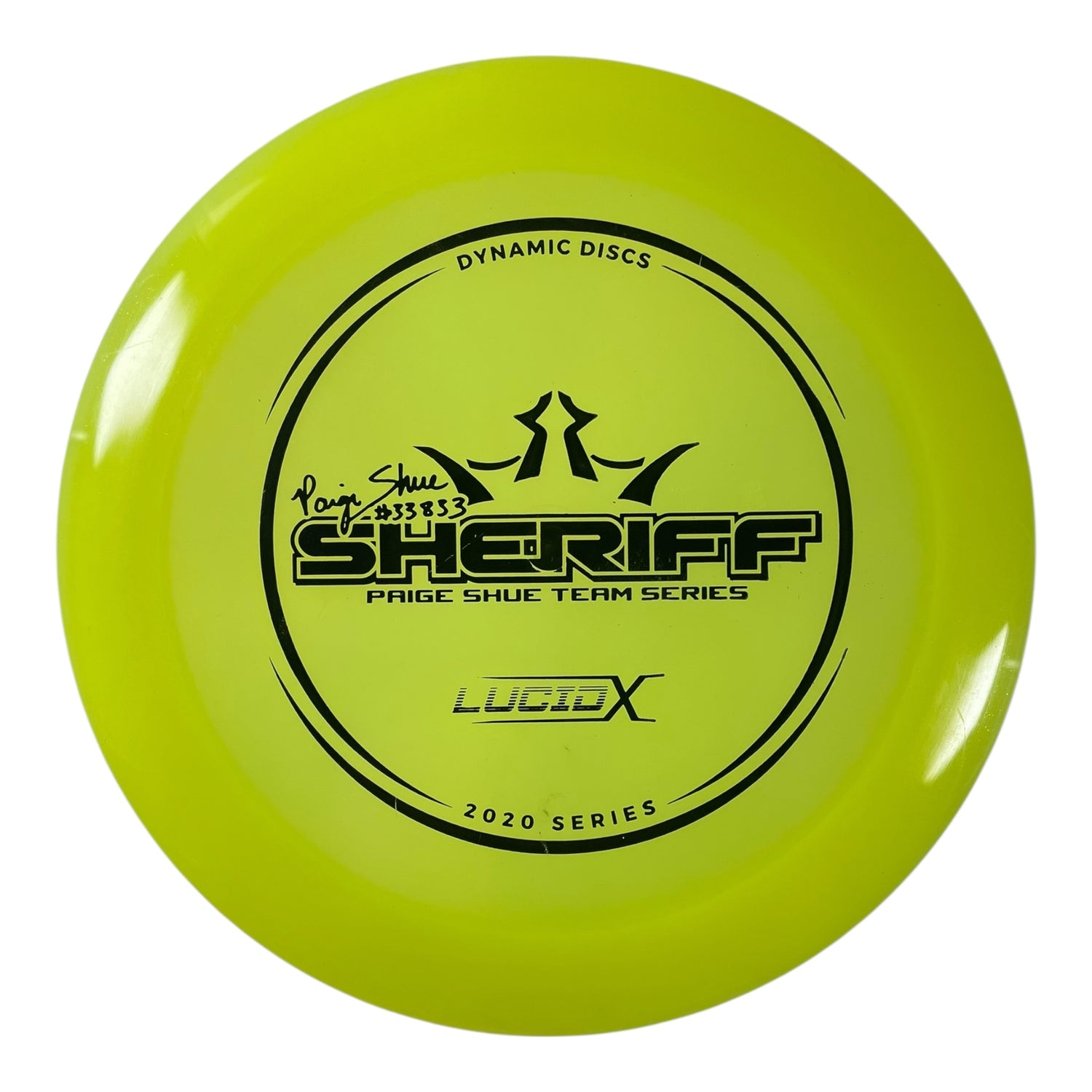 Dynamic Discs Sheriff | Lucid-X | Yellow/Black 175g (Paige Shue) Disc Golf