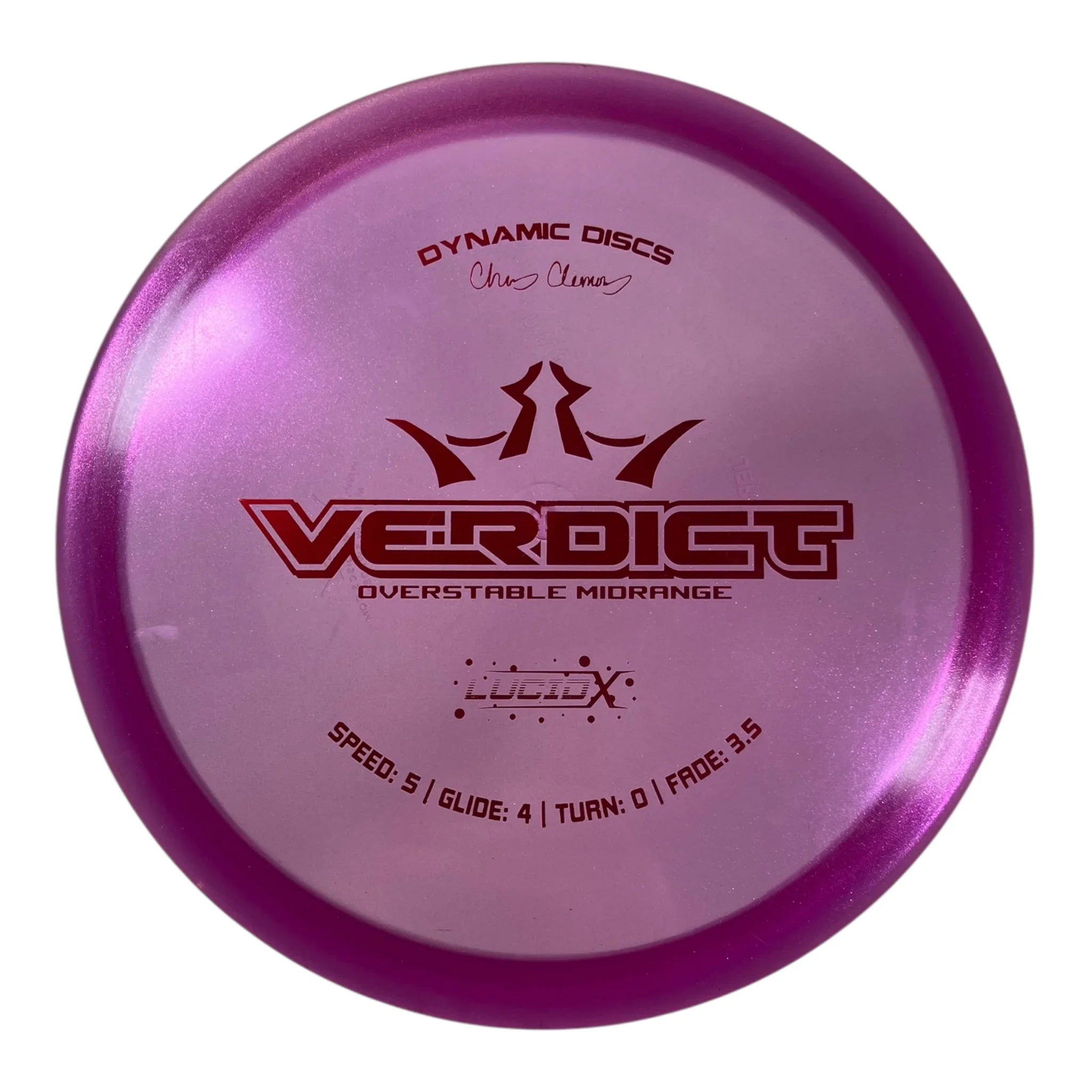 Dynamic Discs Verdict - Used Good | Lucid-X | Pink/Red 174g (Chris Clemons) Disc Golf