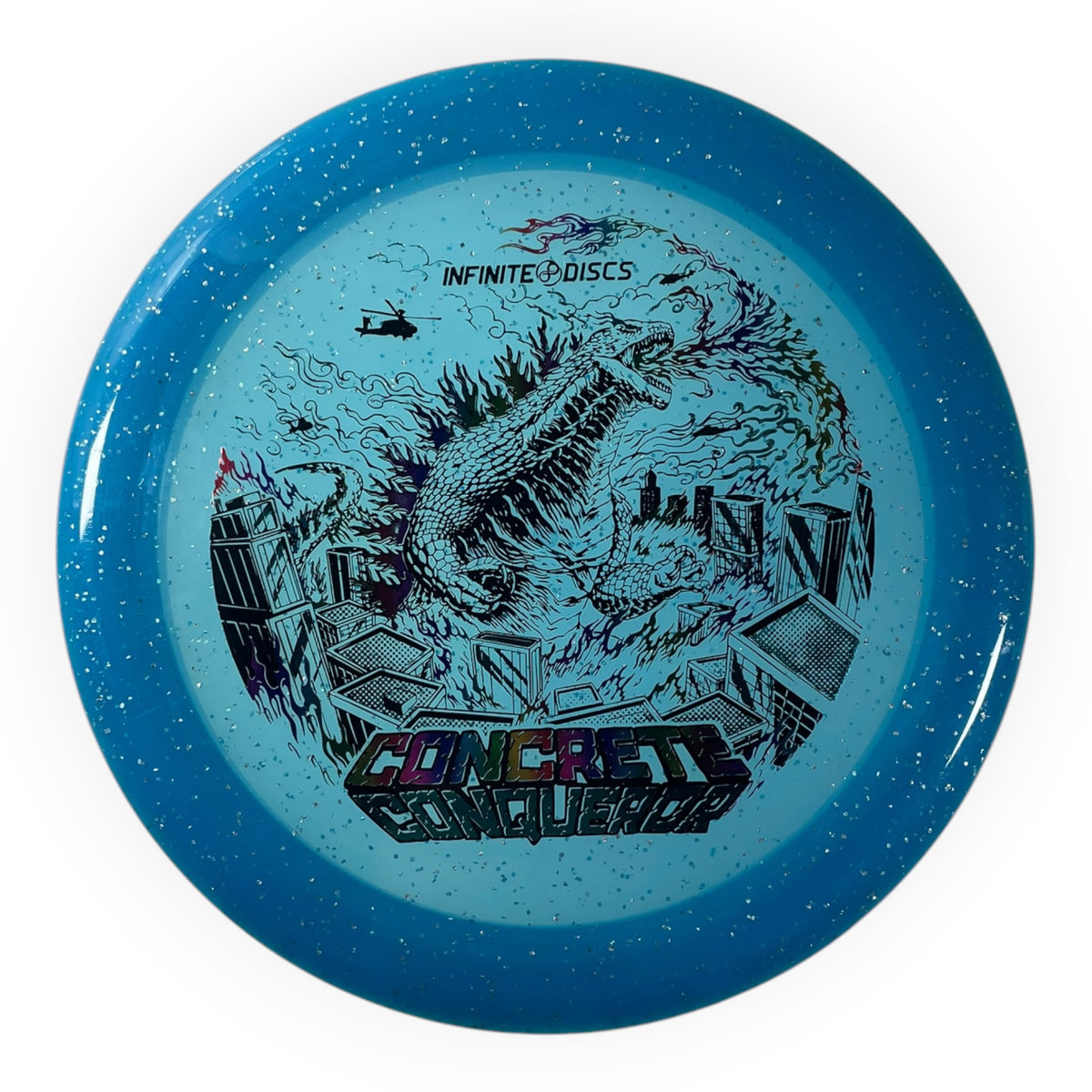Infinite Discs Conqueror | Concrete | Blue/Rainbow/Teal 174g Disc Golf