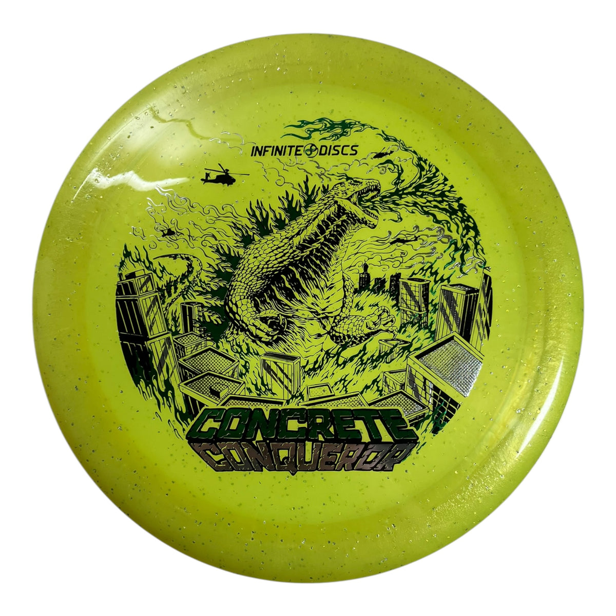 Infinite Discs Conqueror | Concrete | Yellow/Green 171g Disc Golf