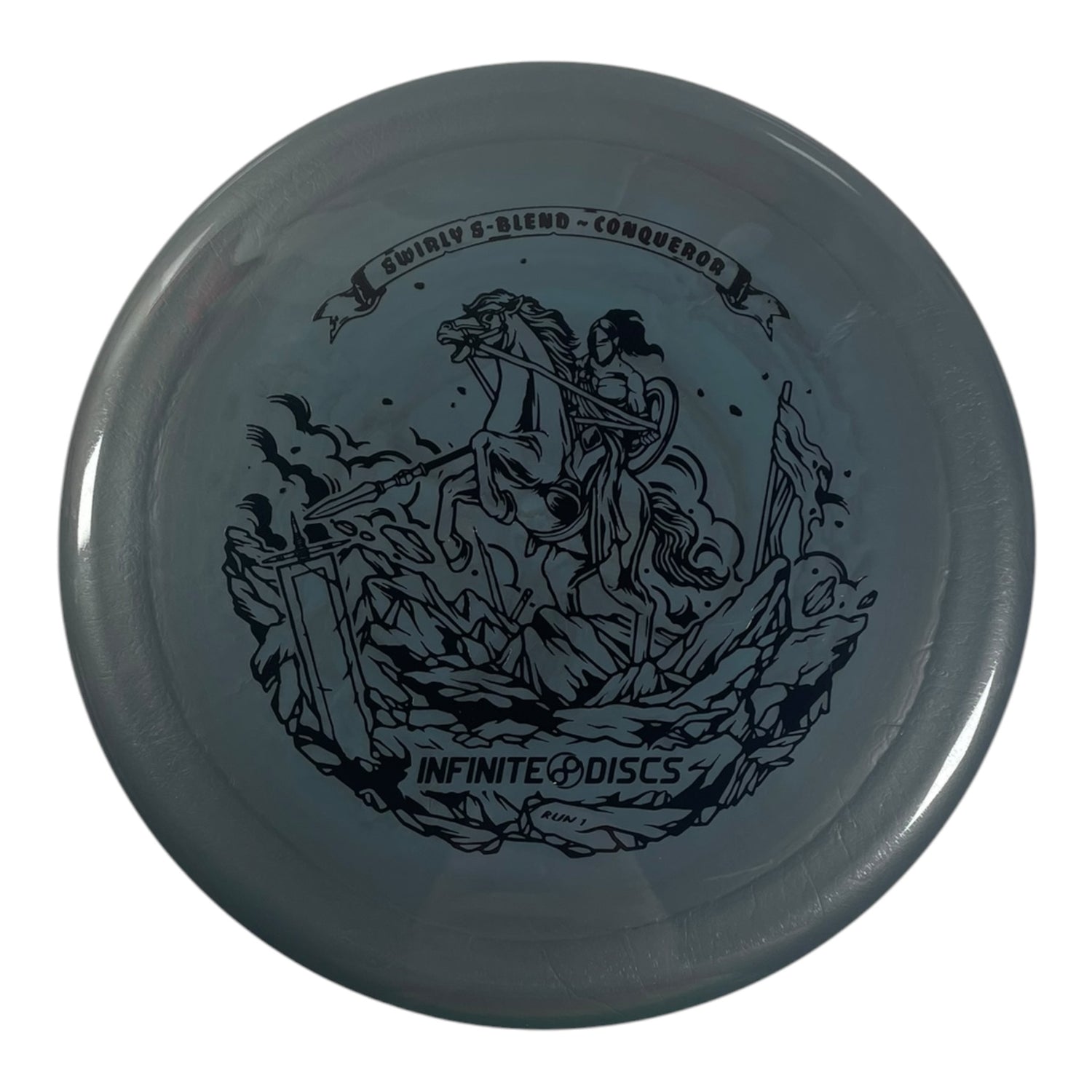 Infinite Discs Conqueror | Swirly S-Blend | Grey/Black 170g Disc Golf