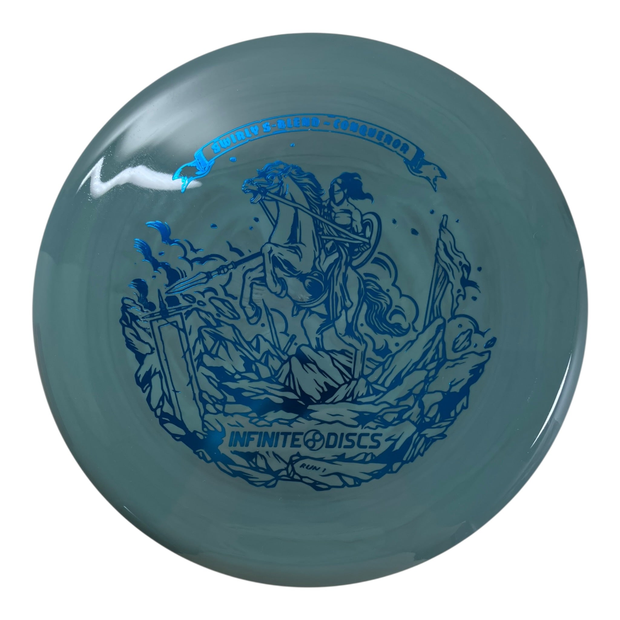 Infinite Discs Conqueror | Swirly S-Blend | Grey/Blue 175 Disc Golf