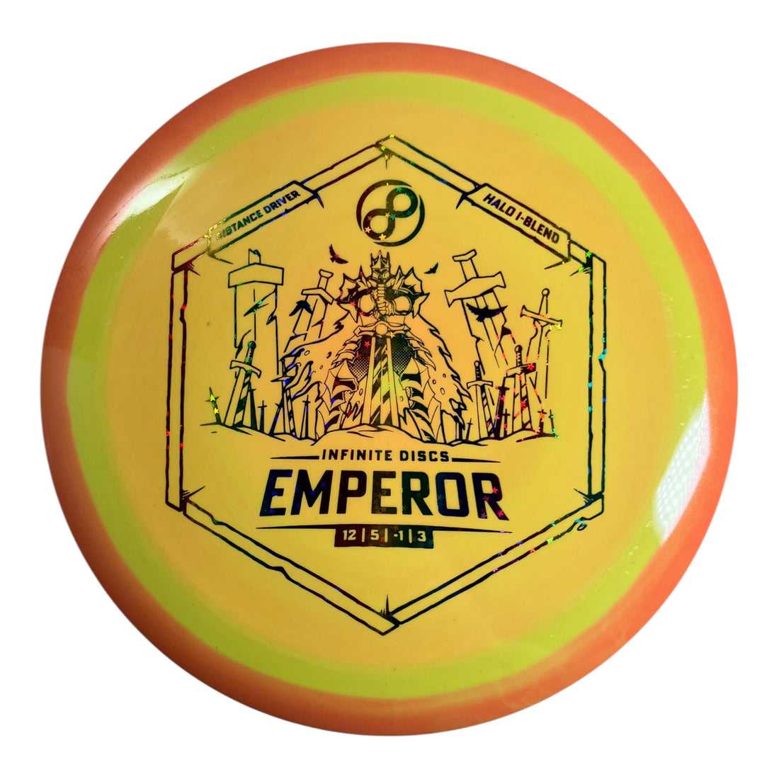 Infinite Discs Emperor | Halo I-blend | Orange/Yellow/Rainbow Stars 172g Disc Golf