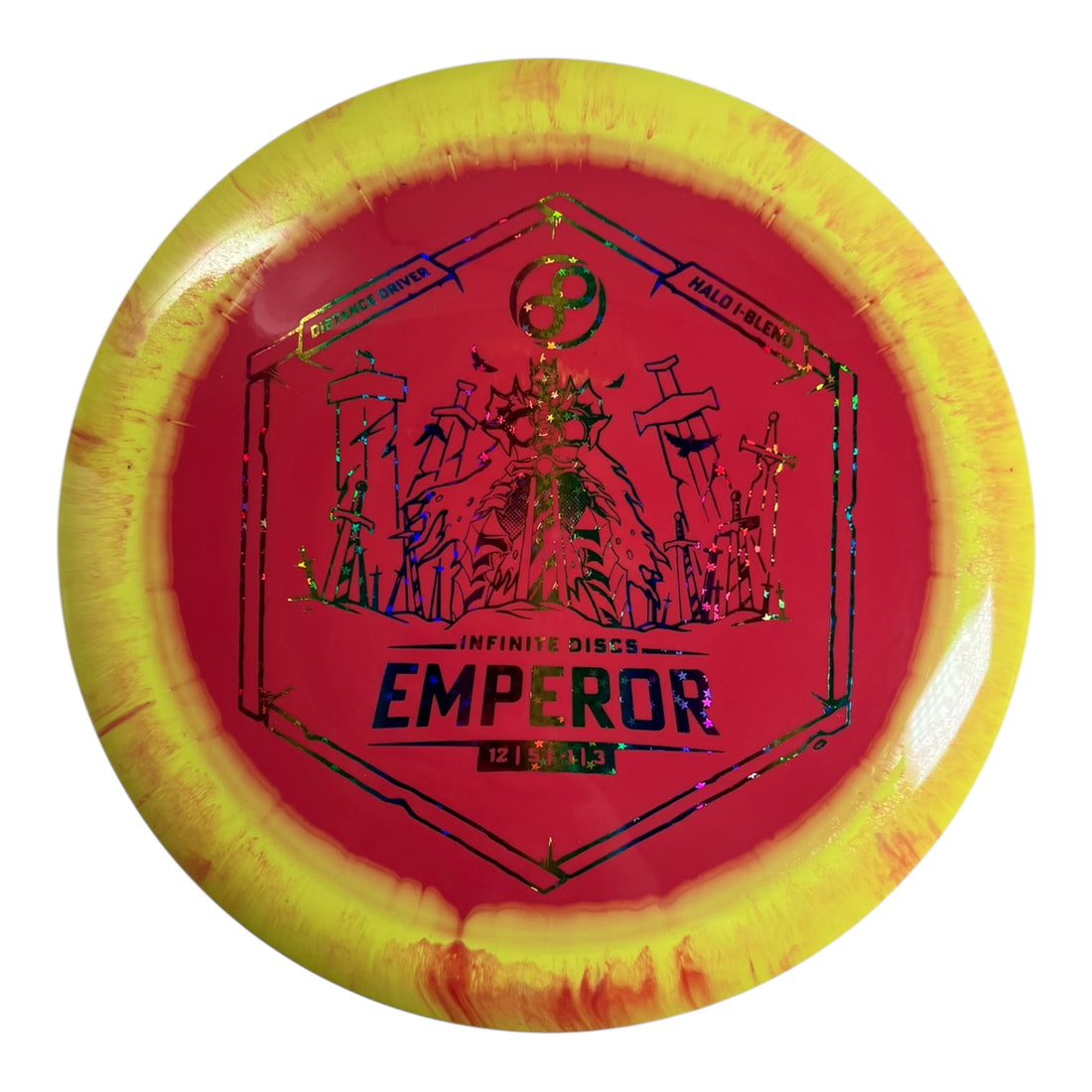 Infinite Discs Emperor | Halo I-blend | Red/Yellow/Rainbow Stars 174g Disc Golf