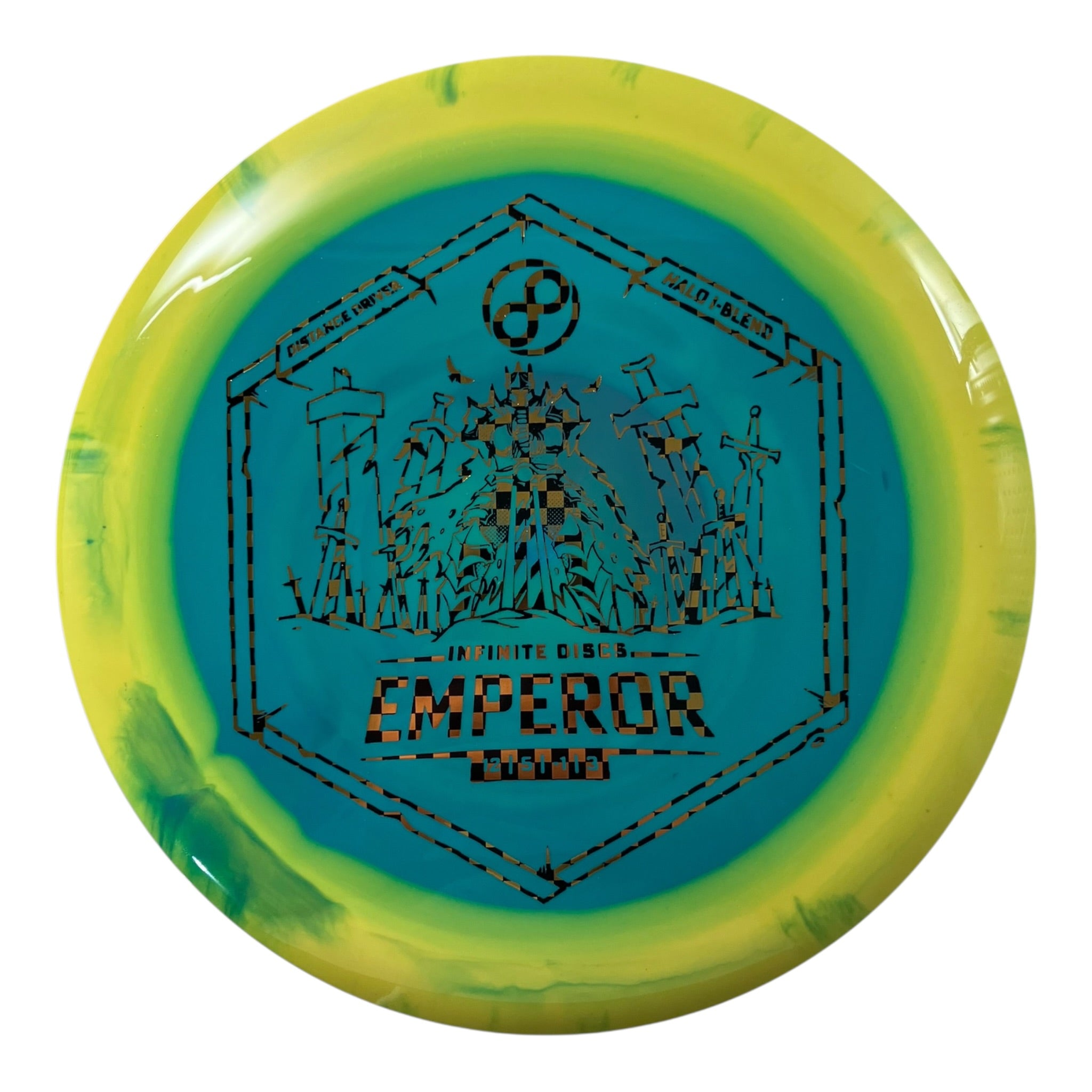 Infinite Discs Emperor | Halo I-blend | Teal/Yellow/Checkers 169g Disc Golf