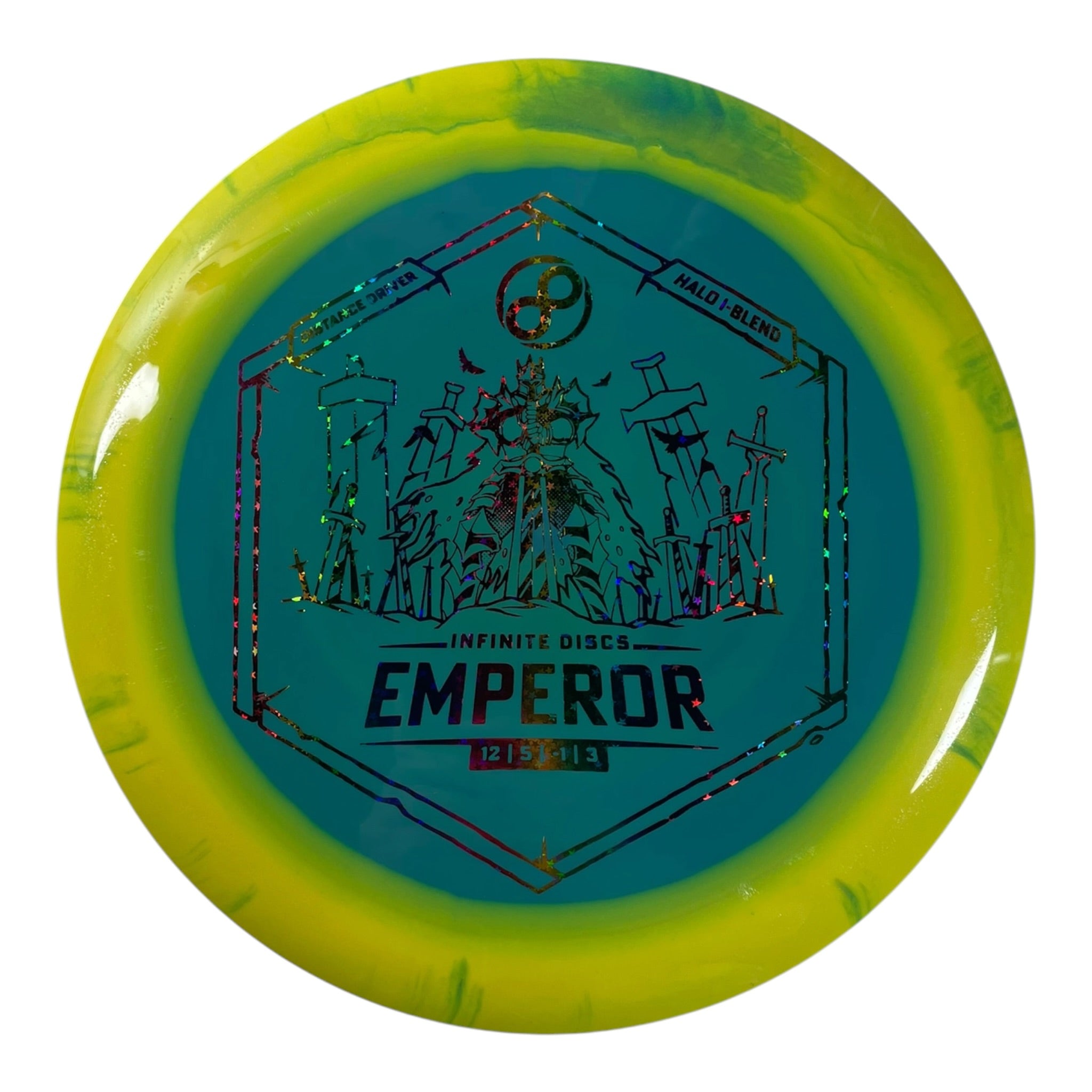 Infinite Discs Emperor | Halo I-blend | Teal/Yellow/Rainbow 169g Disc Golf