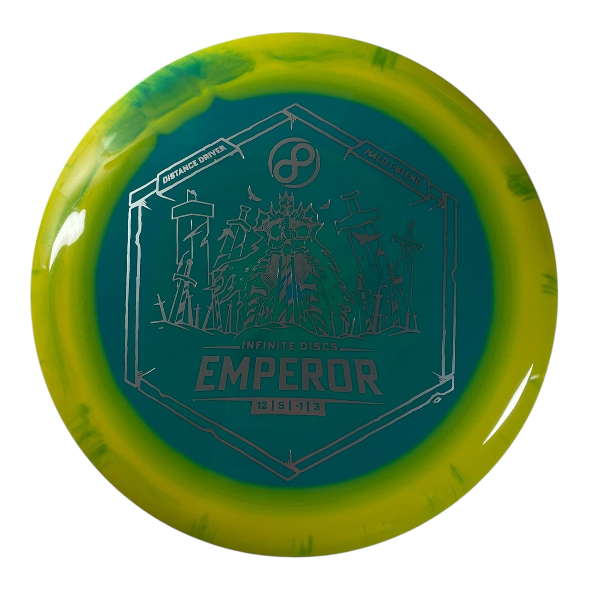 Infinite Discs Emperor | Halo I-blend | Teal/Yellow/Silver 169g Disc Golf