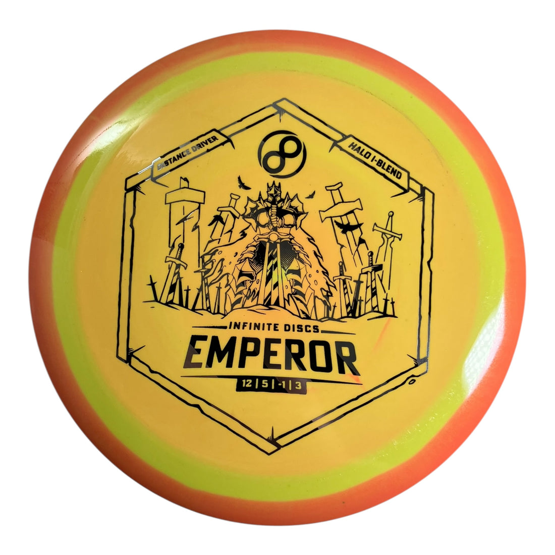 Infinite Discs Emperor | Halo I-blend | Yellow/Orange/Stripes 172g Disc Golf