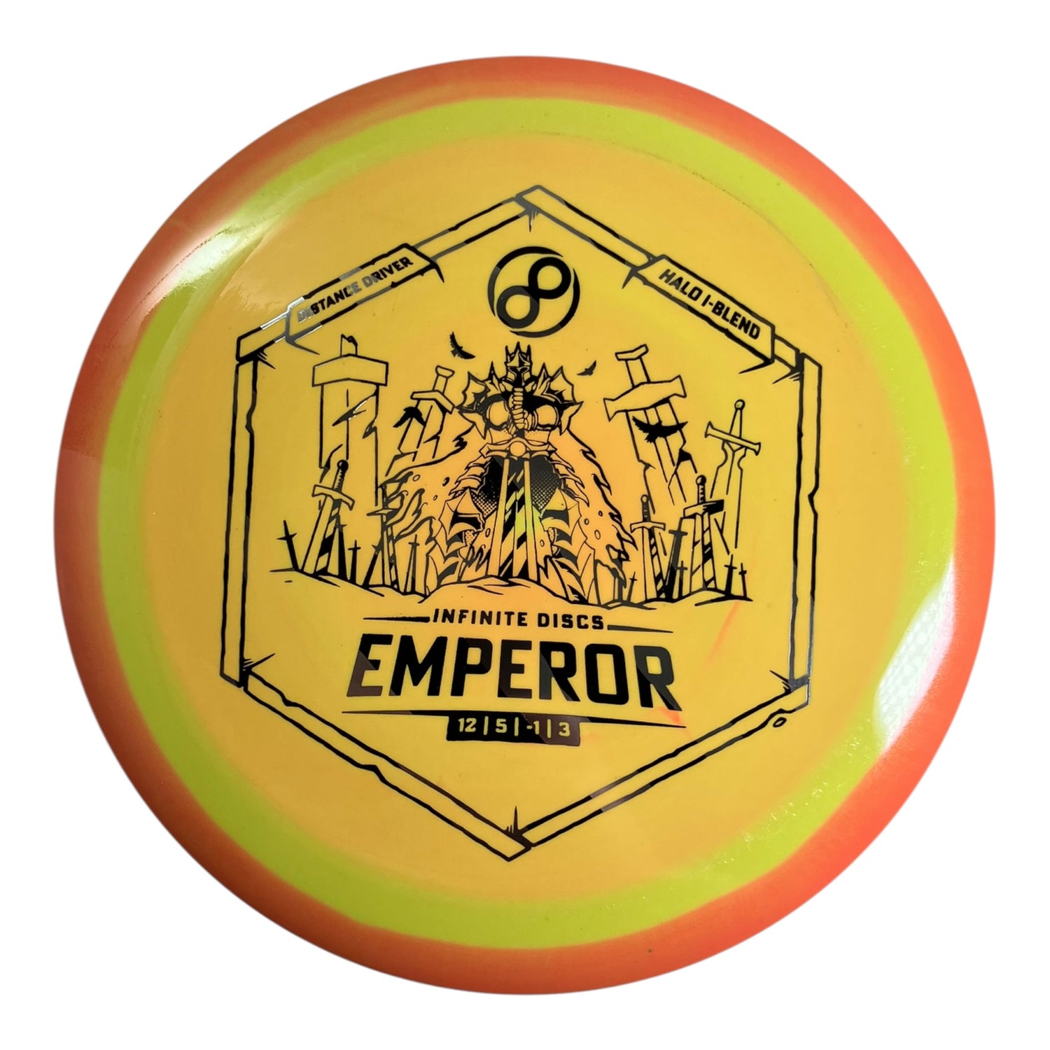 Infinite Discs Emperor | Halo I-blend | Yellow/Orange/Stripes 172g Disc Golf