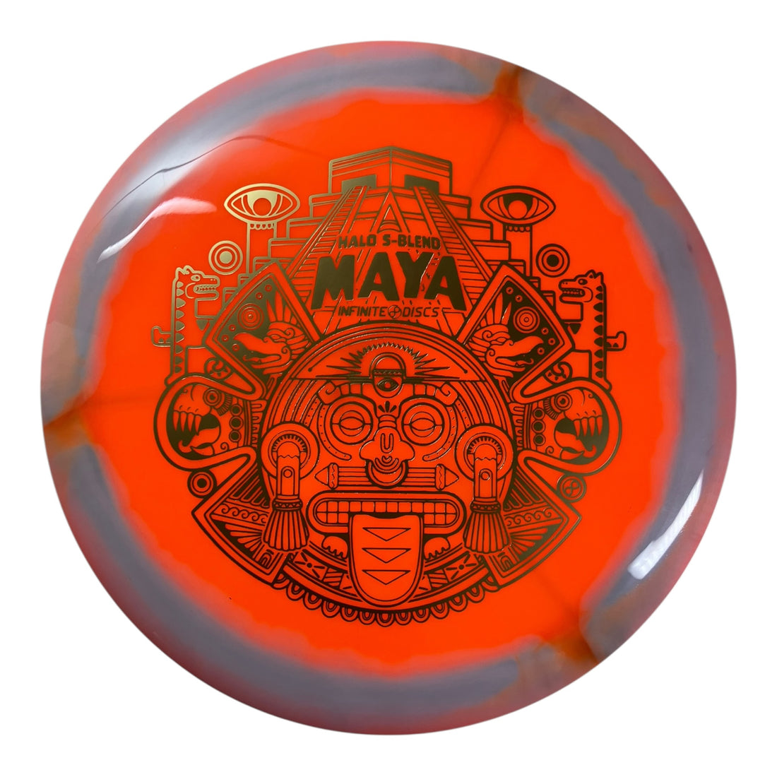 Infinite Discs Maya | Halo S-Blend | Orange/White/Gold 168g Disc Golf