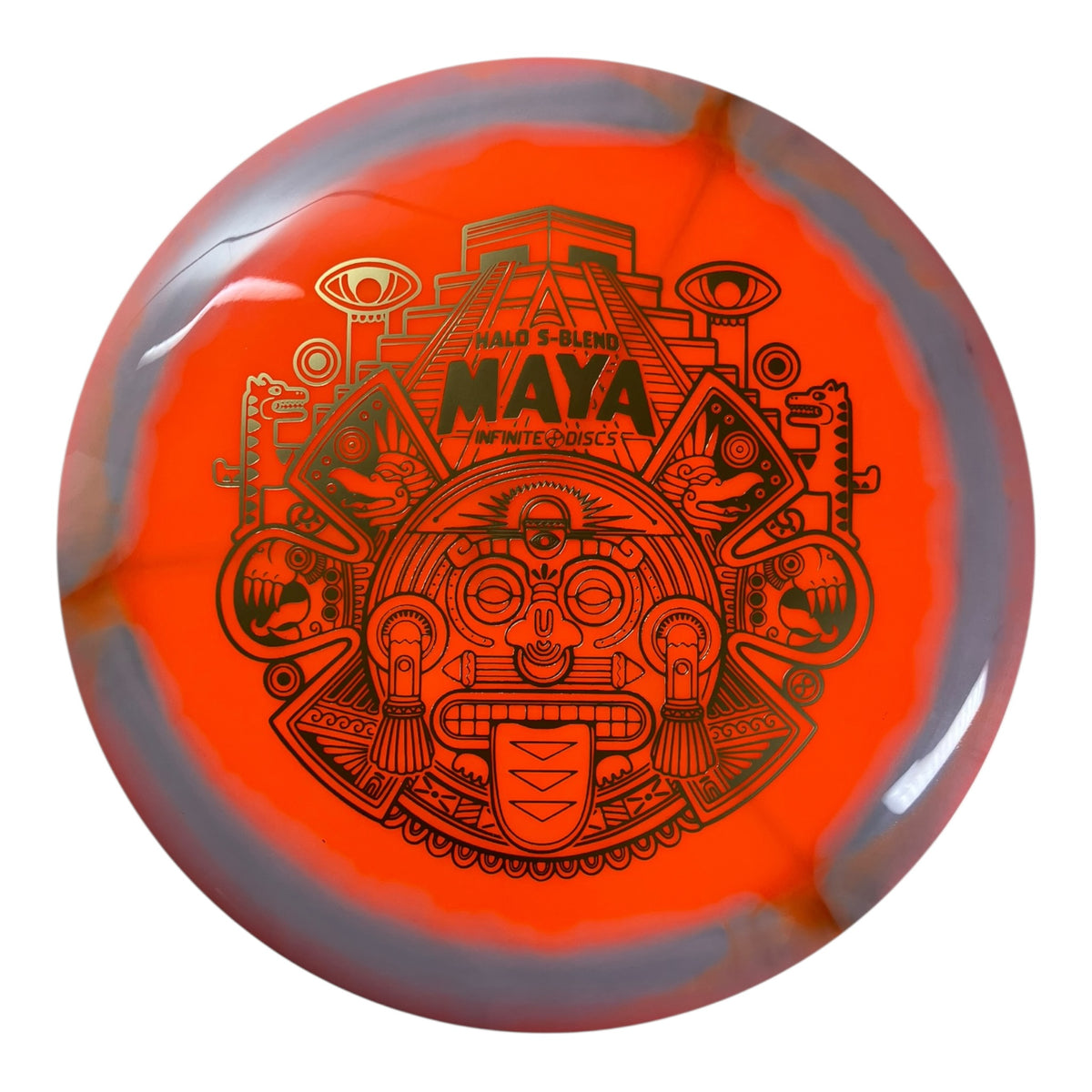 Infinite Discs Maya | Halo S-Blend | Orange/White/Gold 168g Disc Golf