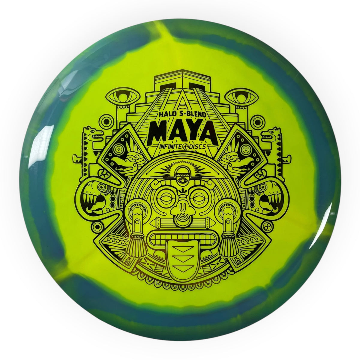 Infinite Discs Maya | Halo S-Blend | Yellow/Blue/Gold 161g Disc Golf