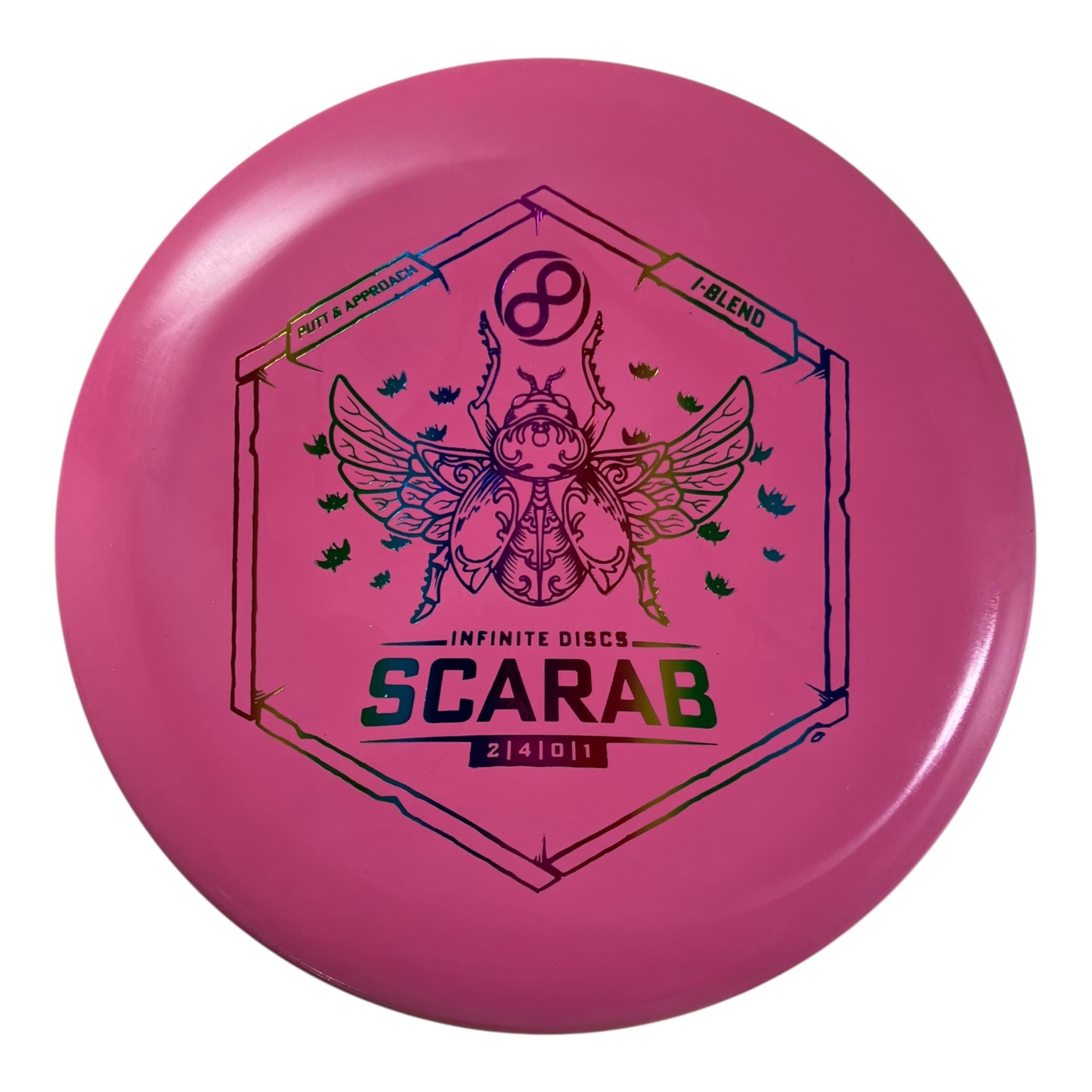 Infinite Discs Scarab | I-Blend | Pink/Rainbow 173g Disc Golf