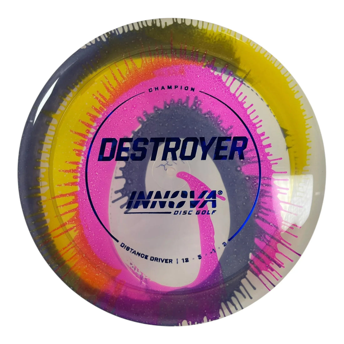 Innova Champion Discs Destroyer | Champion I-Dye | Pink/Yellow/Blue 175g Disc Golf