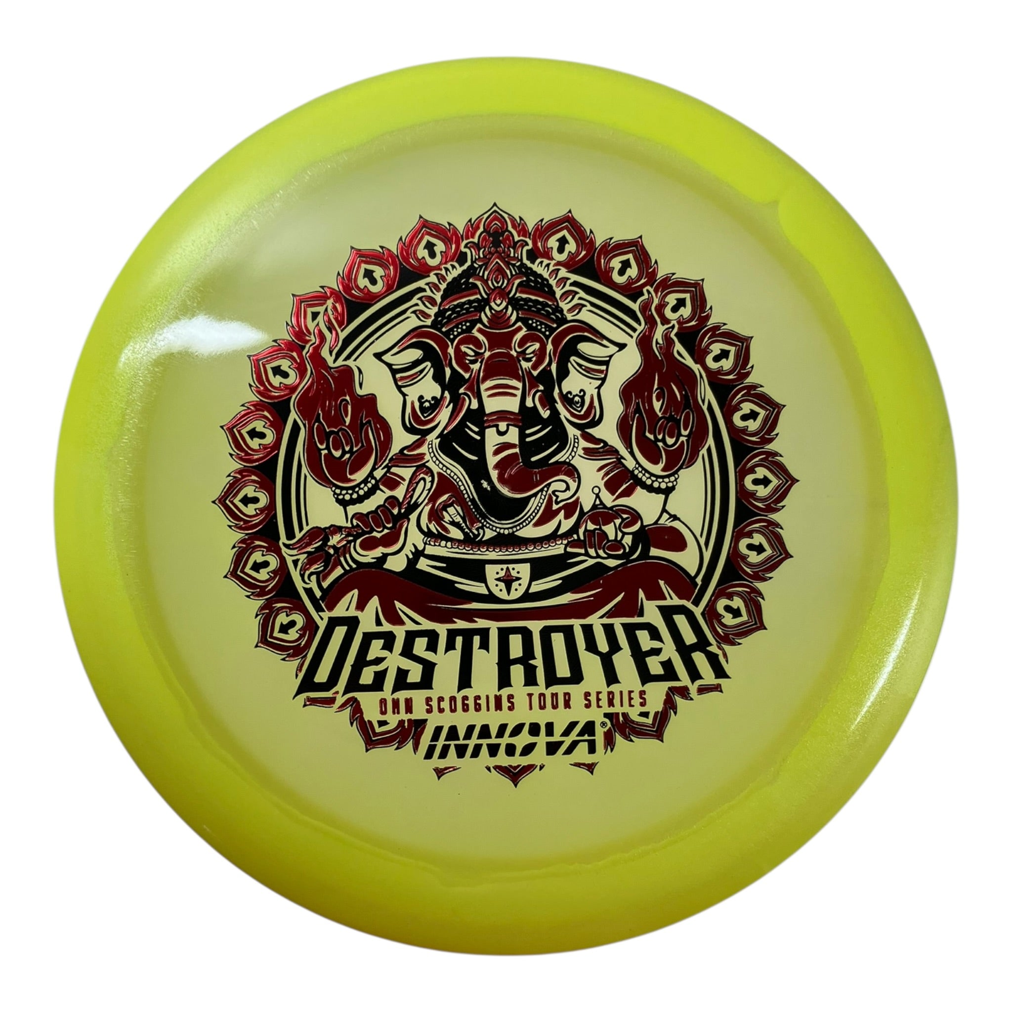 Innova Champion Discs Destroyer | Proto Glow Halo Champion | Yellow/Red 173g (Ohn Scoggins) Disc Golf