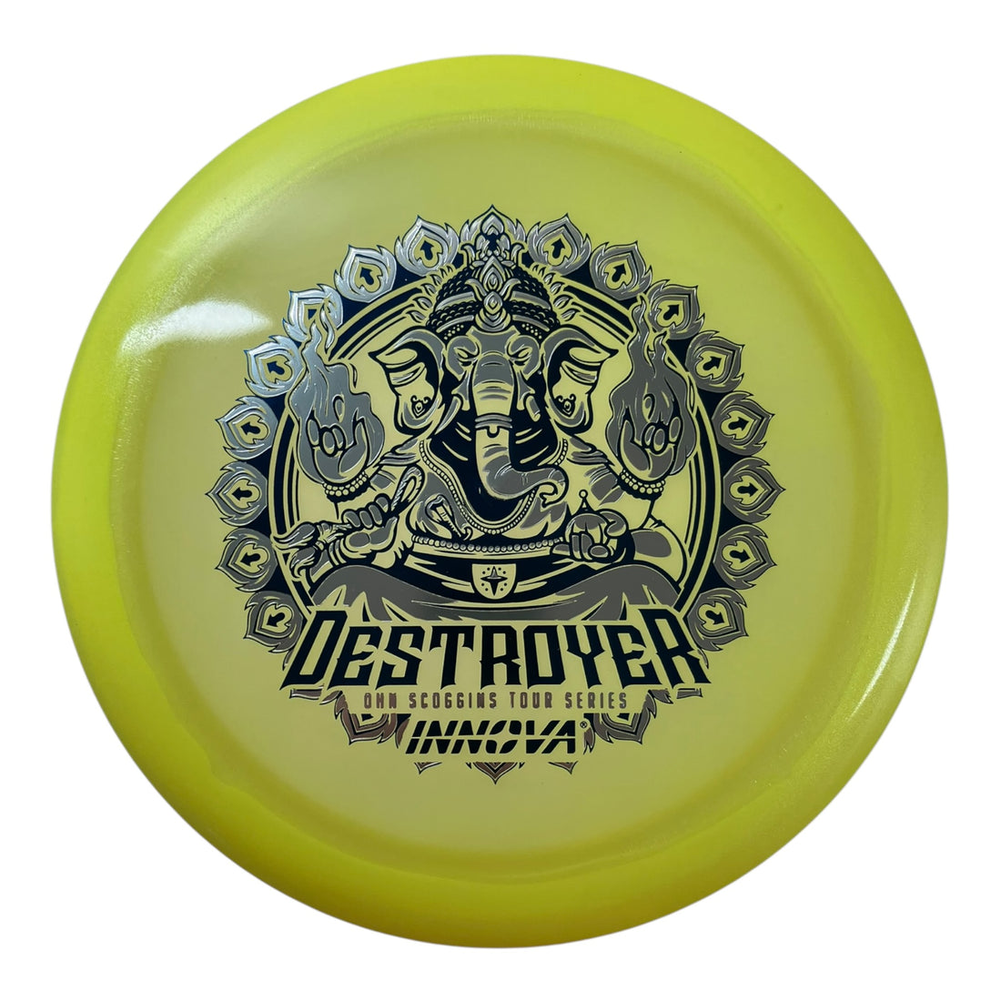 Innova Champion Discs Destroyer | Proto Glow Halo Champion | Yellow/Silver/Blue 173g (Ohn Scoggins) Disc Golf