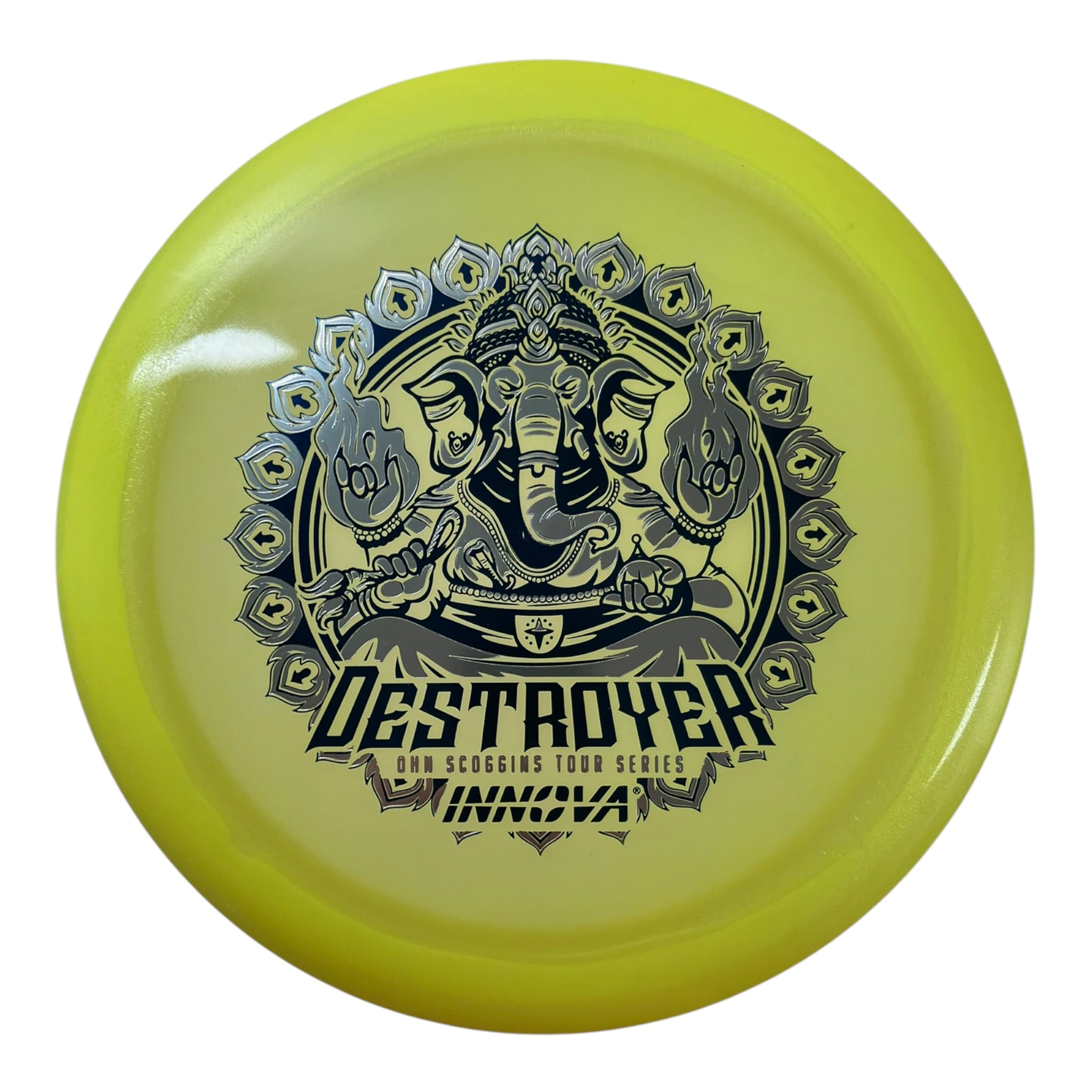 Innova Champion Discs Destroyer | Proto Glow Halo Champion | Yellow/Silver/Blue 173g (Ohn Scoggins) Disc Golf