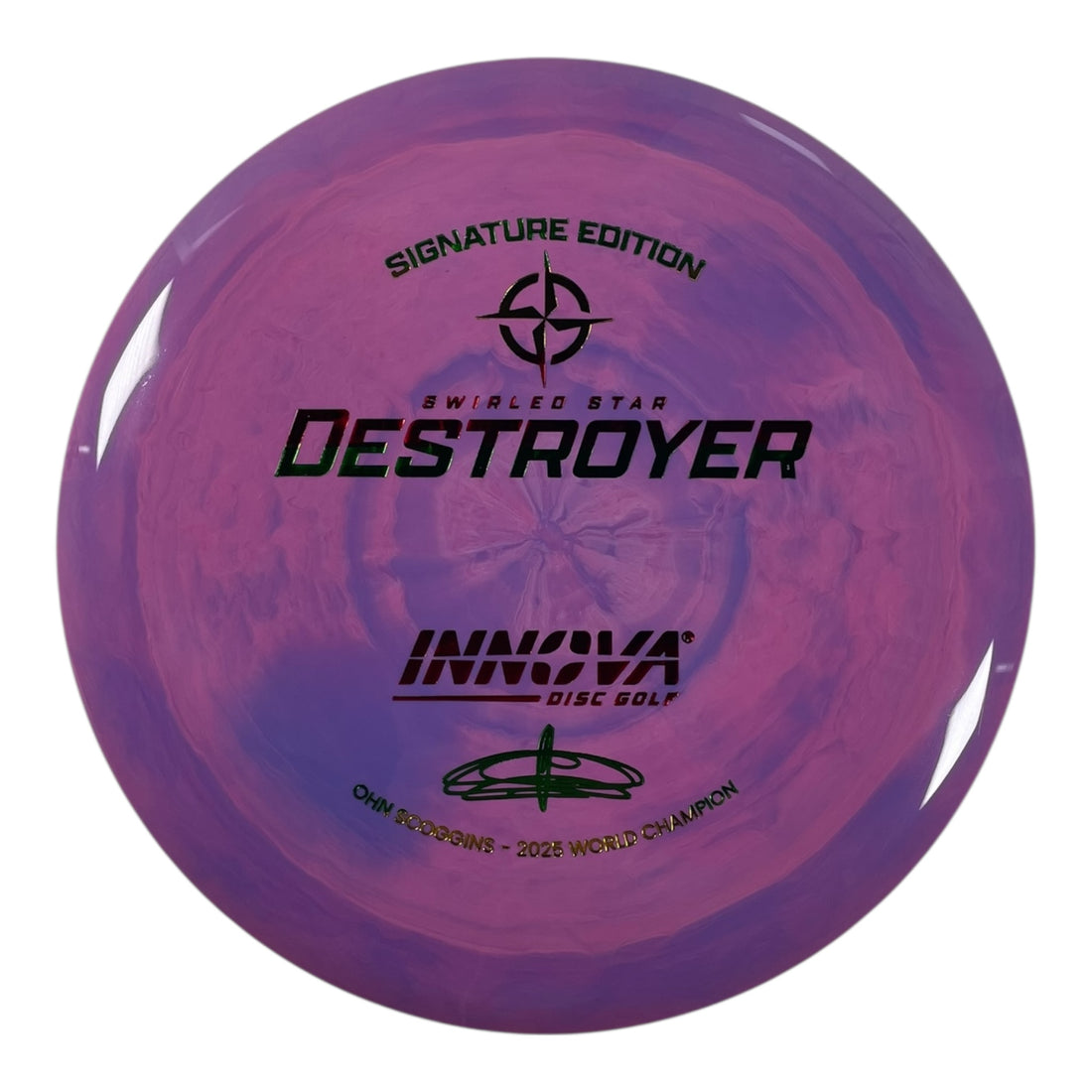 Innova Champion Discs Destroyer | Swirled Star | Pink/Rasta 174g (Ohn Scoggins) Disc Golf
