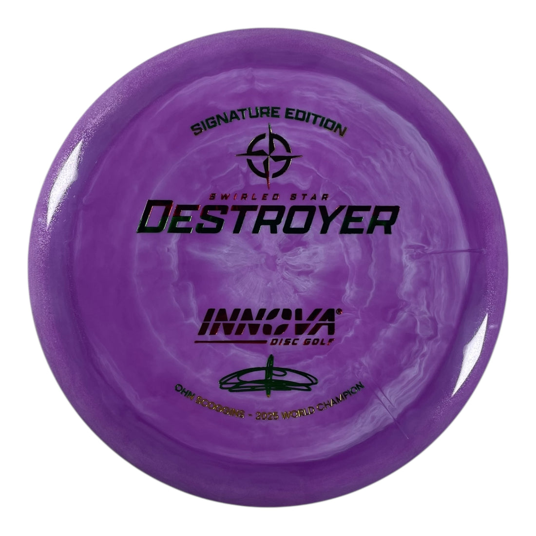 Innova Champion Discs Destroyer | Swirled Star | Purple/Rasta 171g (Ohn Scoggins) Disc Golf