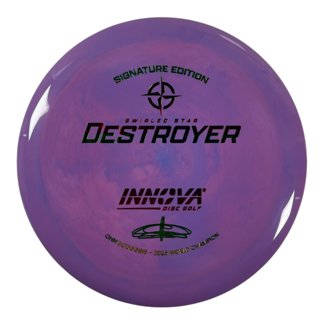 Innova Champion Discs Destroyer | Swirled Star | Purple/Rasta 175g (Ohn Scoggins) Disc Golf