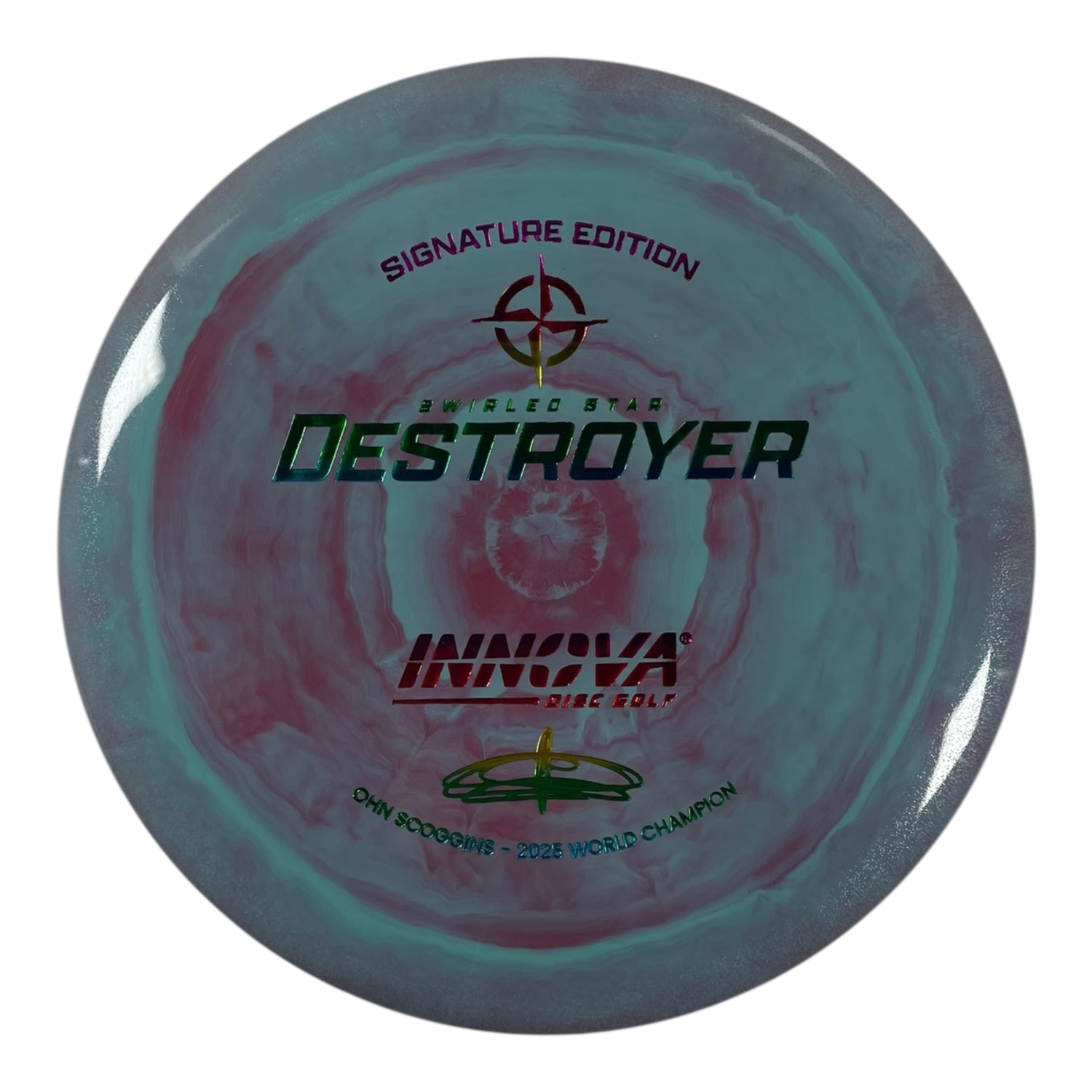 Innova Champion Discs Destroyer | Swirled Star | Teal/Rainbow 172g (Ohn Scoggins) Disc Golf