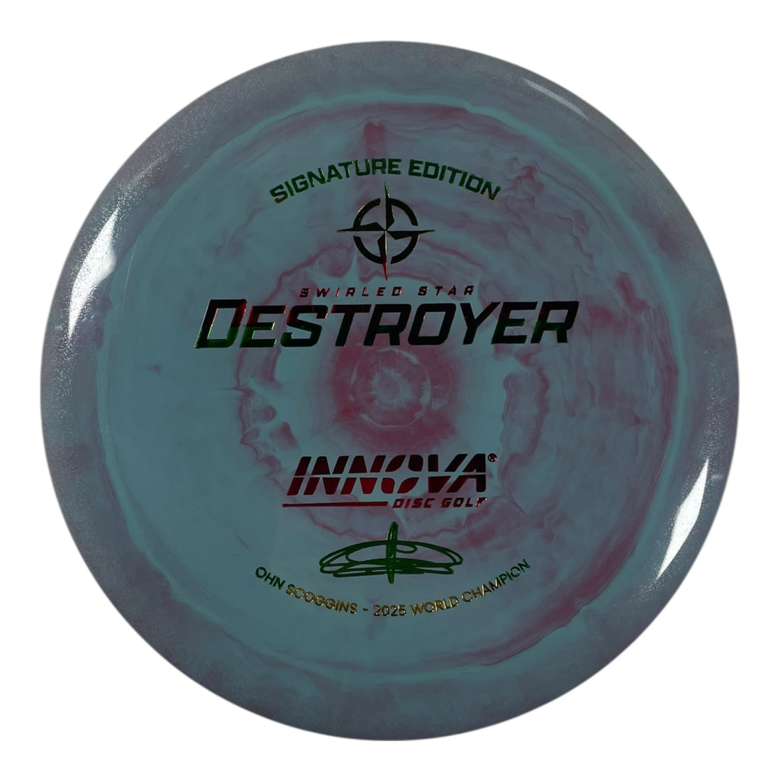 Innova Champion Discs Destroyer | Swirled Star | Teal/Rasta 171g (Ohn Scoggins) Disc Golf