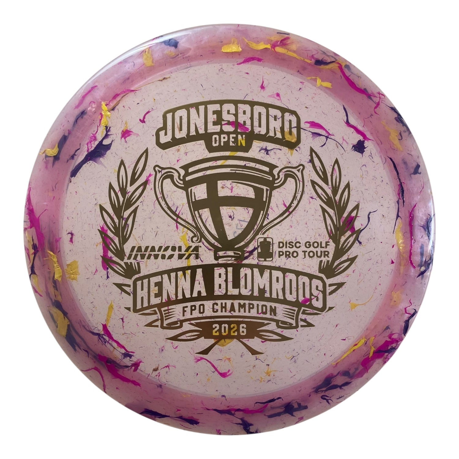 Innova Champion Discs Firebird | Party Time | Pink/Gold 173g (Henna Blomroos Commemorative) Disc Golf