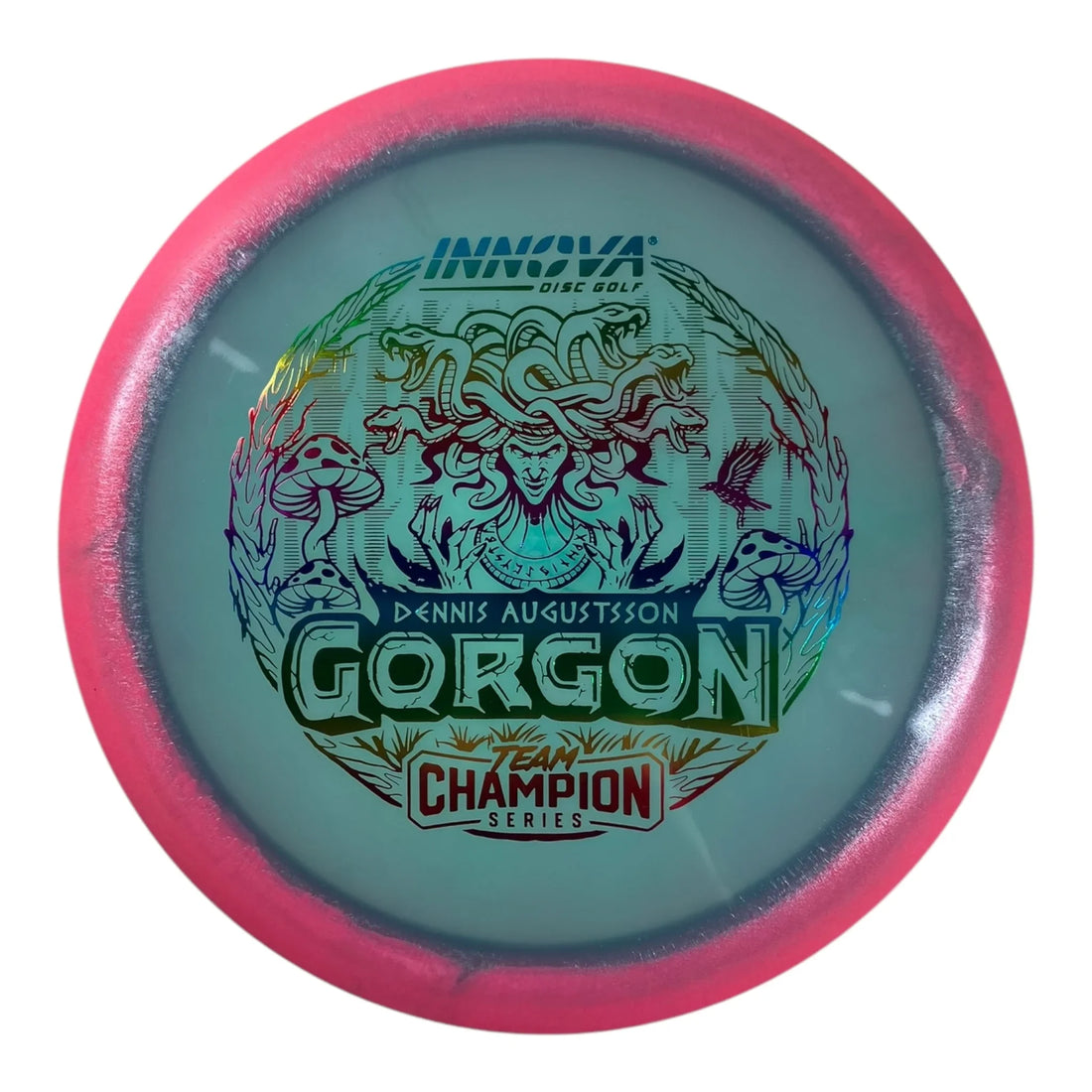 Innova Champion Discs Gorgon | Glow Halo Champion | Pink/Rainbow 175g (Dennis Augustsson) Disc Golf