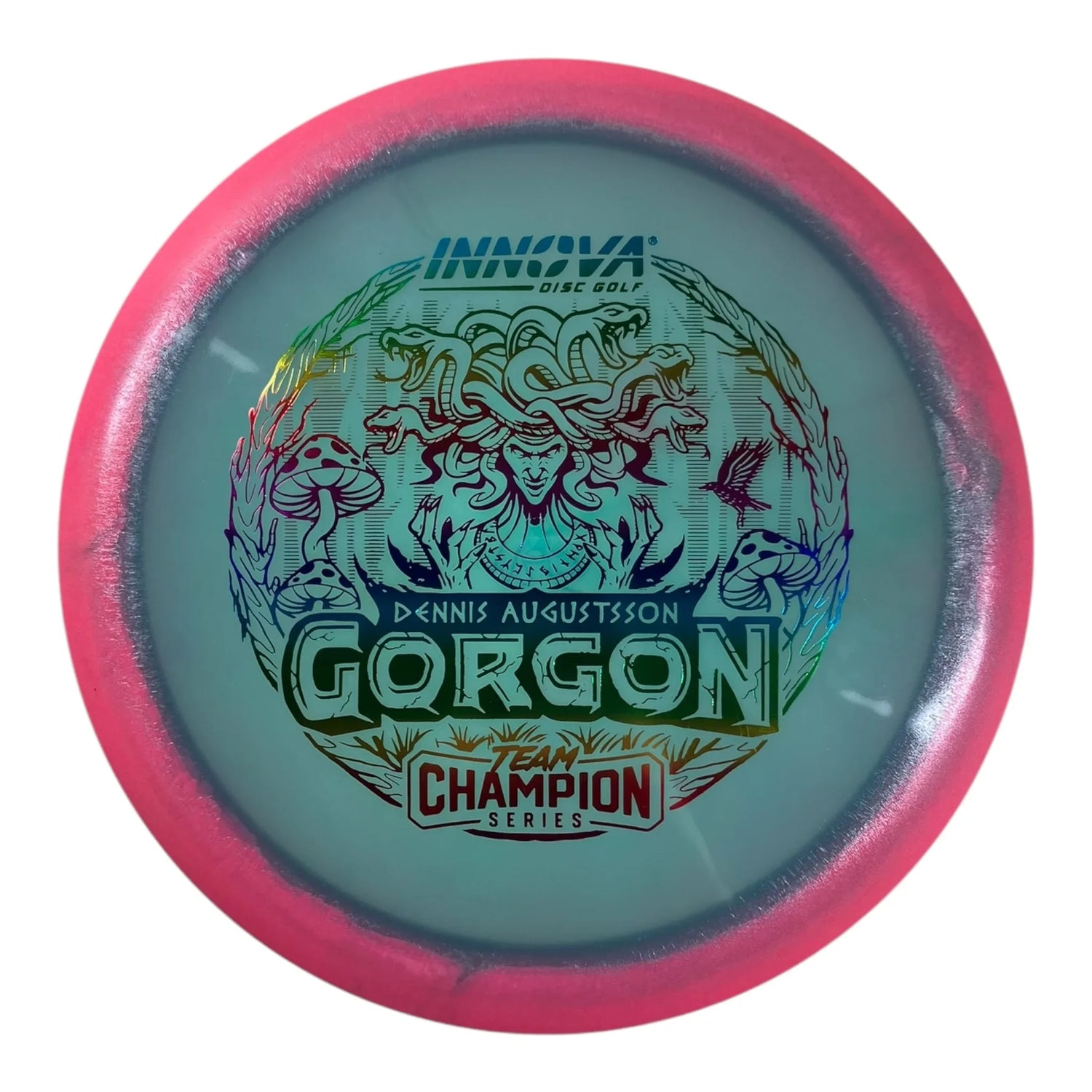 Innova Champion Discs Gorgon | Glow Halo Champion | Pink/Rainbow 175g (Dennis Augustsson) Disc Golf